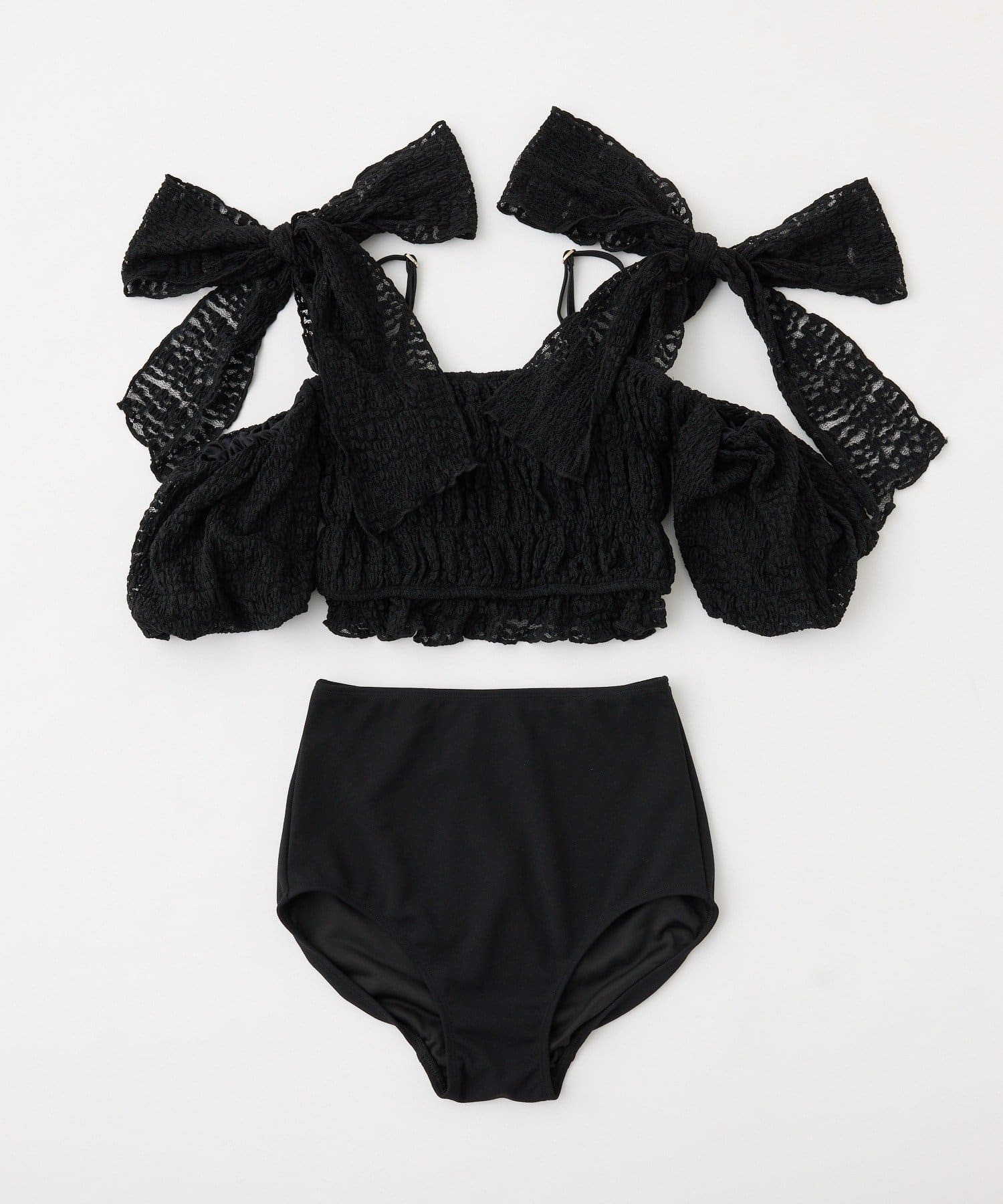 one after another NICE CLAUP(ワンアフターアナザー ナイスクラップ) swimwear/レースオフショル+バルーンミニスカート（3点セット)