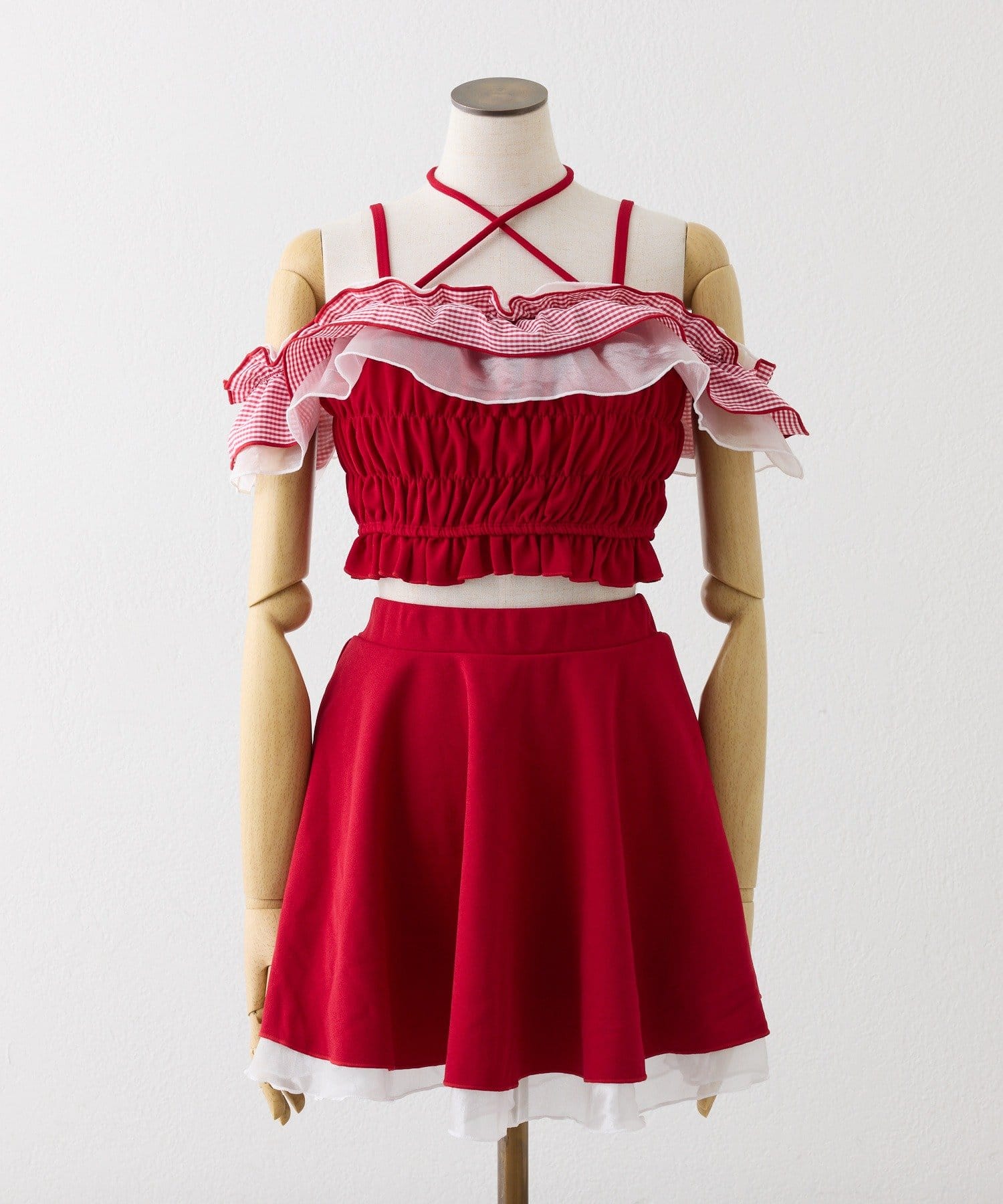 one after another NICE CLAUP(ワンアフターアナザー ナイスクラップ) swimwear/フリルオフショル＋フレアミニスカート(3点セット)