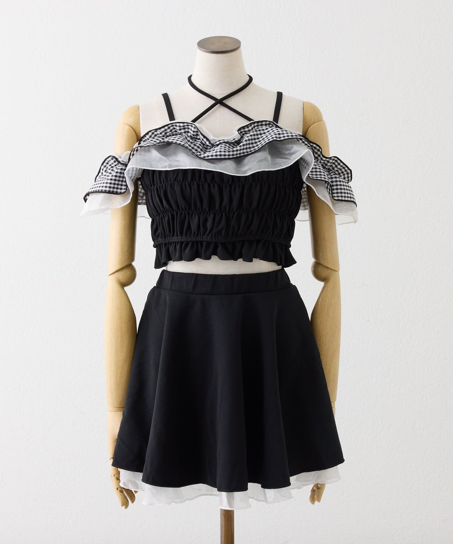 one after another NICE CLAUP(ワンアフターアナザー ナイスクラップ) swimwear/フリルオフショル＋フレアミニスカート(3点セット)