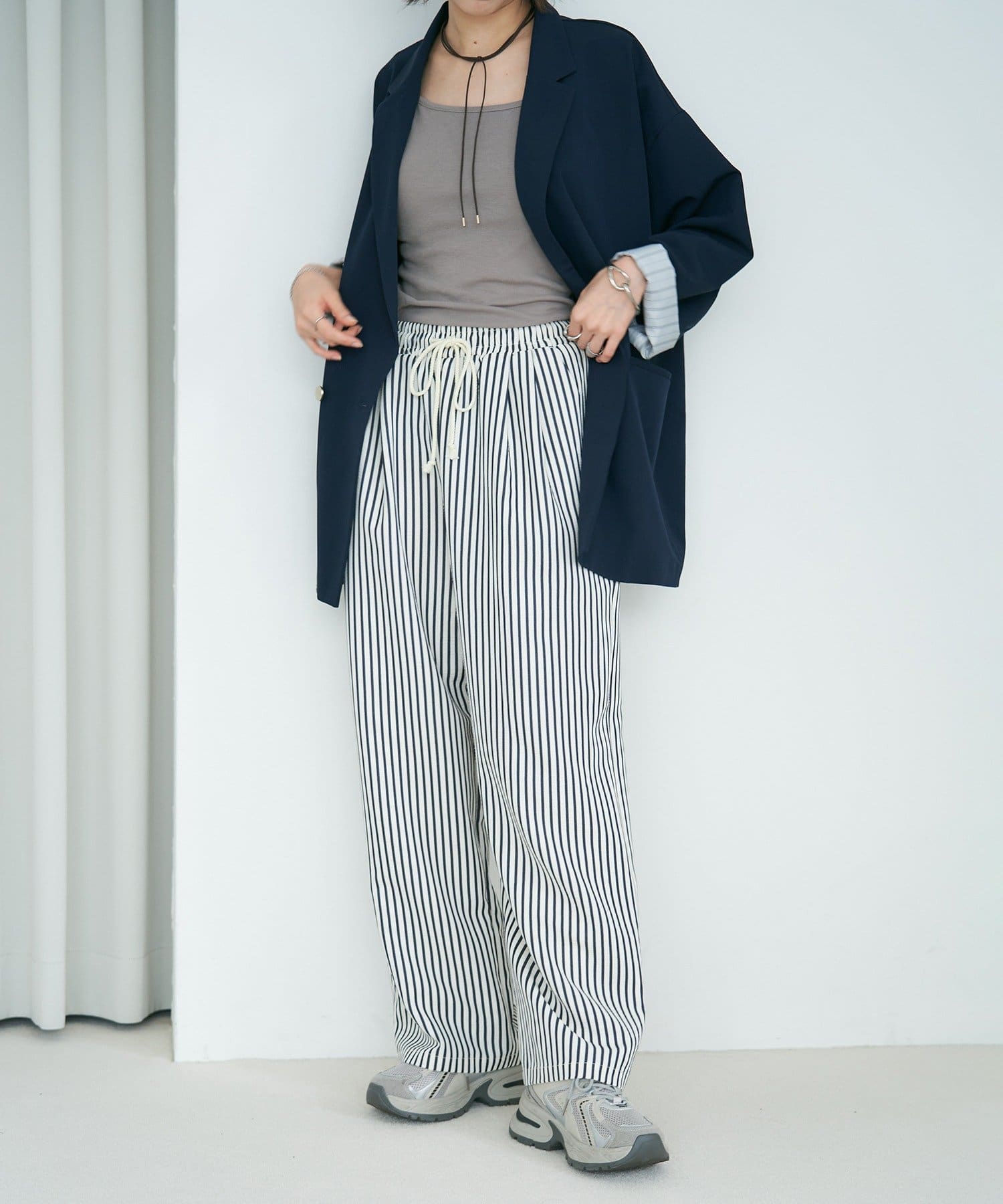 Remind me and forever(リマインドミーアンドフォーエバー) 【M/Lサイズ展開】ストライプイージーパンツ