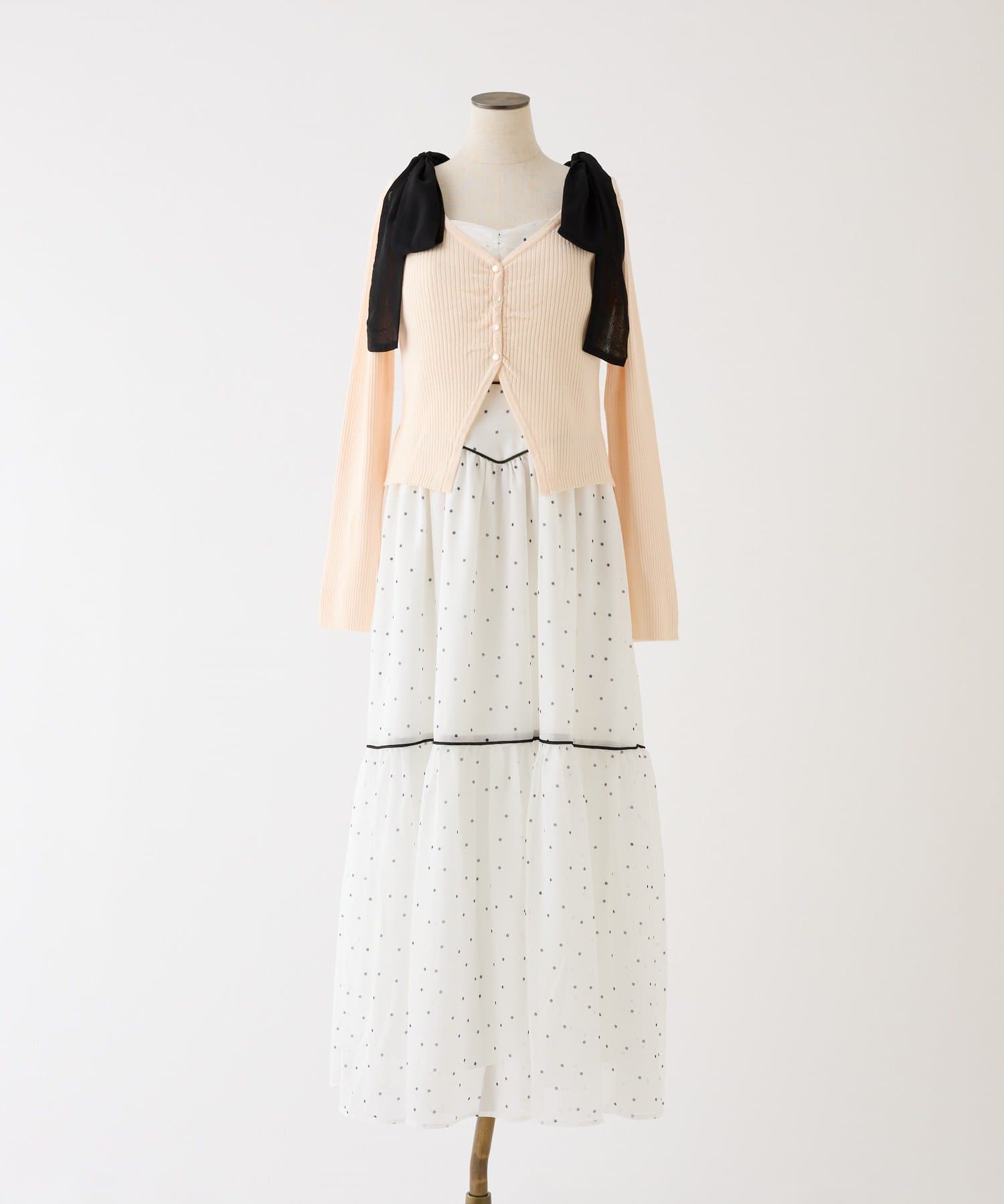 one after another NICE CLAUP(ワンアフターアナザー ナイスクラップ) カーディガンセット配色ワンピース