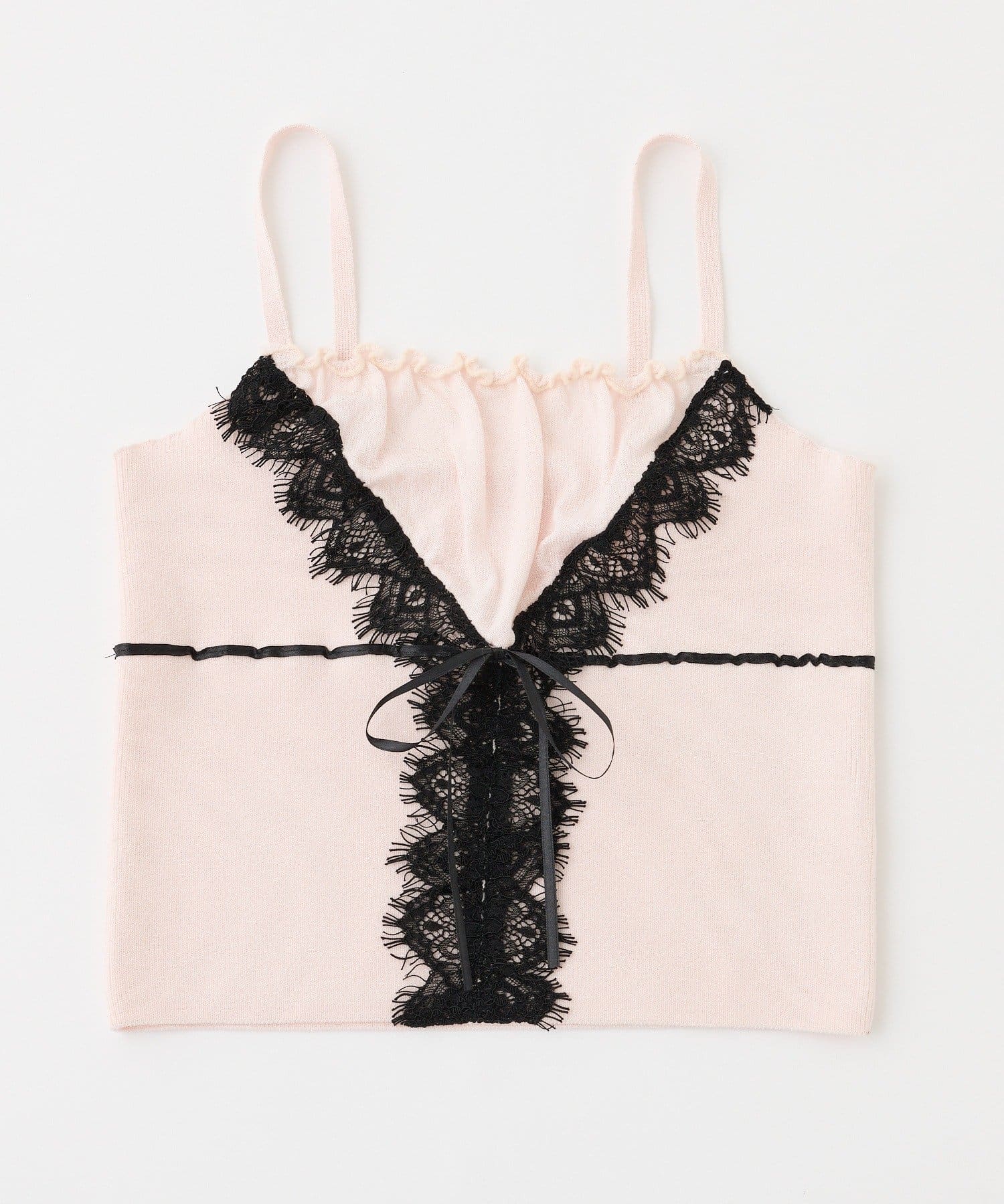 one after another NICE CLAUP(ワンアフターアナザー ナイスクラップ) レース付きニットビスチェ