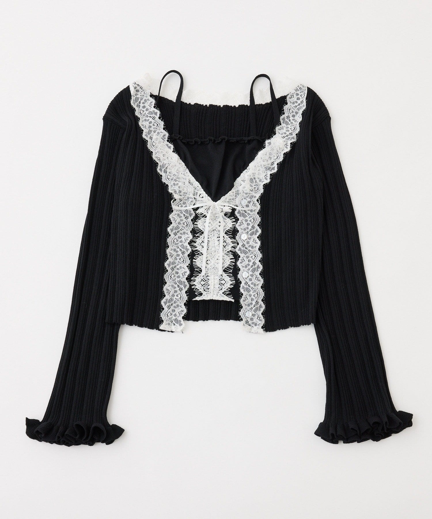 one after another NICE CLAUP(ワンアフターアナザー ナイスクラップ) レース付きニットビスチェ