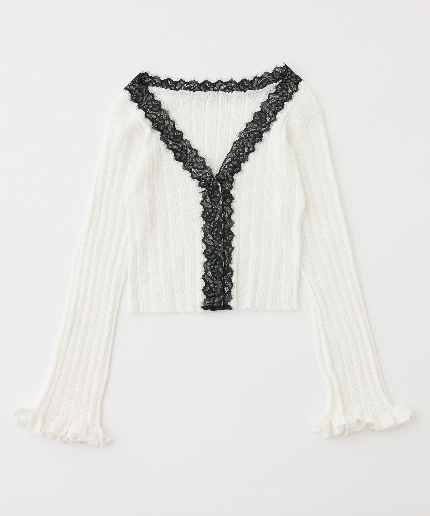 one after another NICE CLAUP(ワンアフターアナザー ナイスクラップ) レース付きリブカーディガン