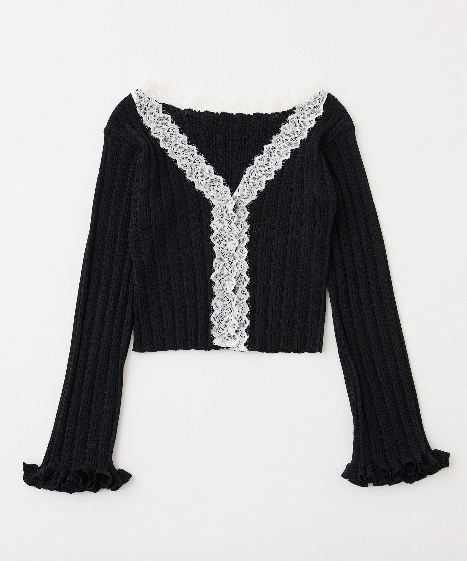 one after another NICE CLAUP(ワンアフターアナザー ナイスクラップ) レース付きリブカーディガン