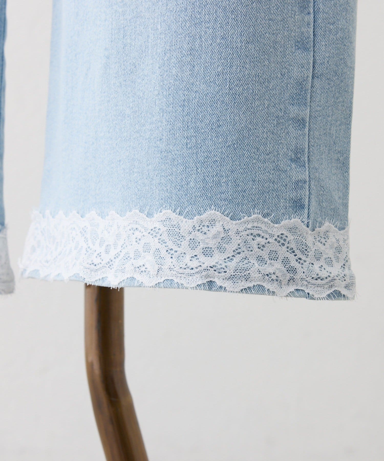 one after another NICE CLAUP(ワンアフターアナザー ナイスクラップ) 【ウエスト調整可】レースポケットワイドデニム