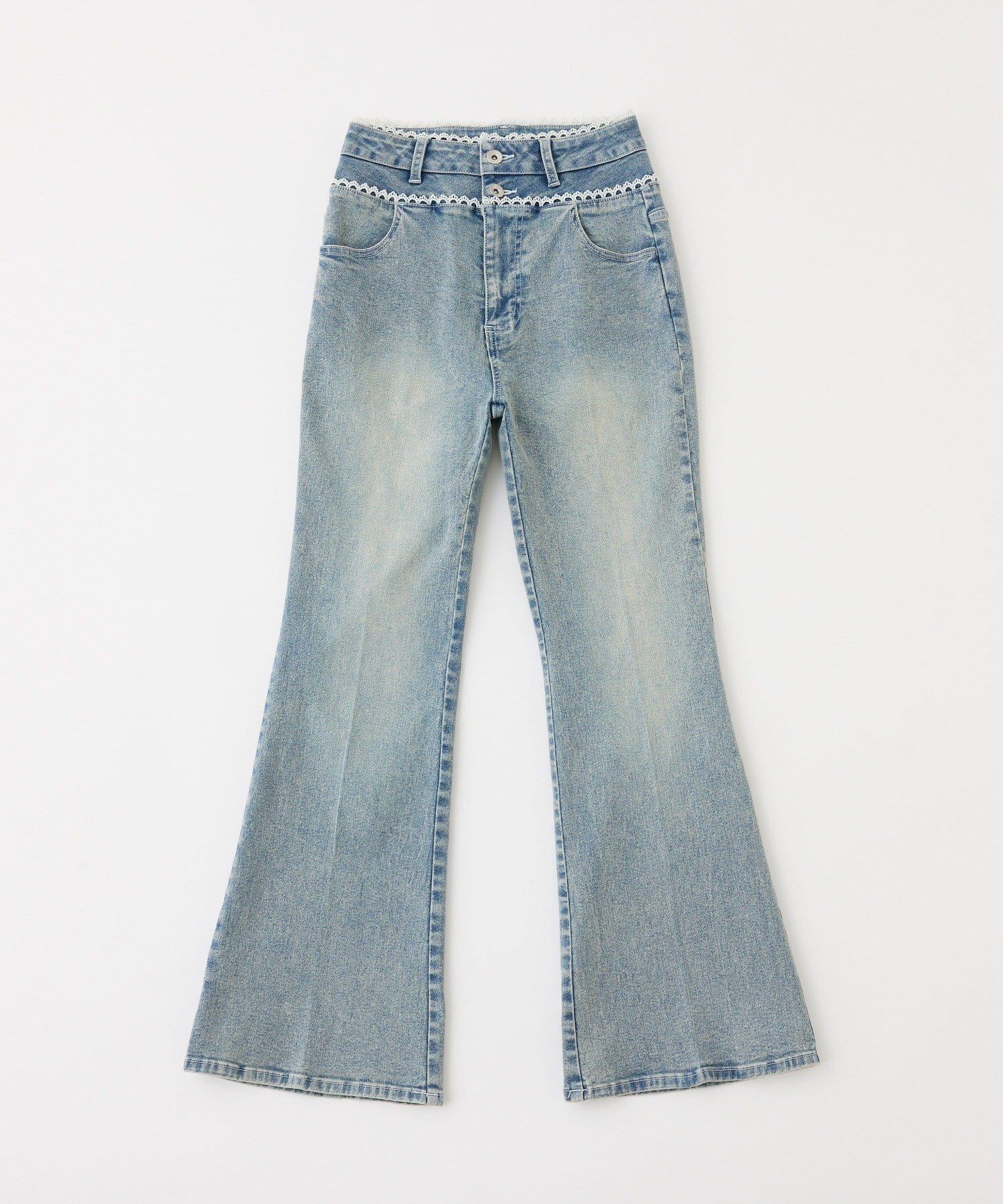 one after another NICE CLAUP(ワンアフターアナザー ナイスクラップ) ウエストレースフレアデニム