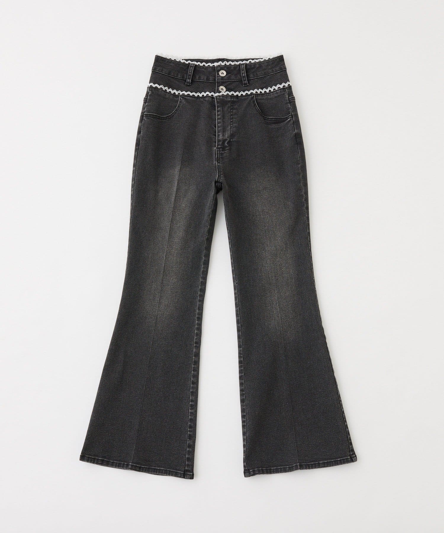 one after another NICE CLAUP(ワンアフターアナザー ナイスクラップ) 【SMサイズ展開あり】ウエストレースフレアデニム