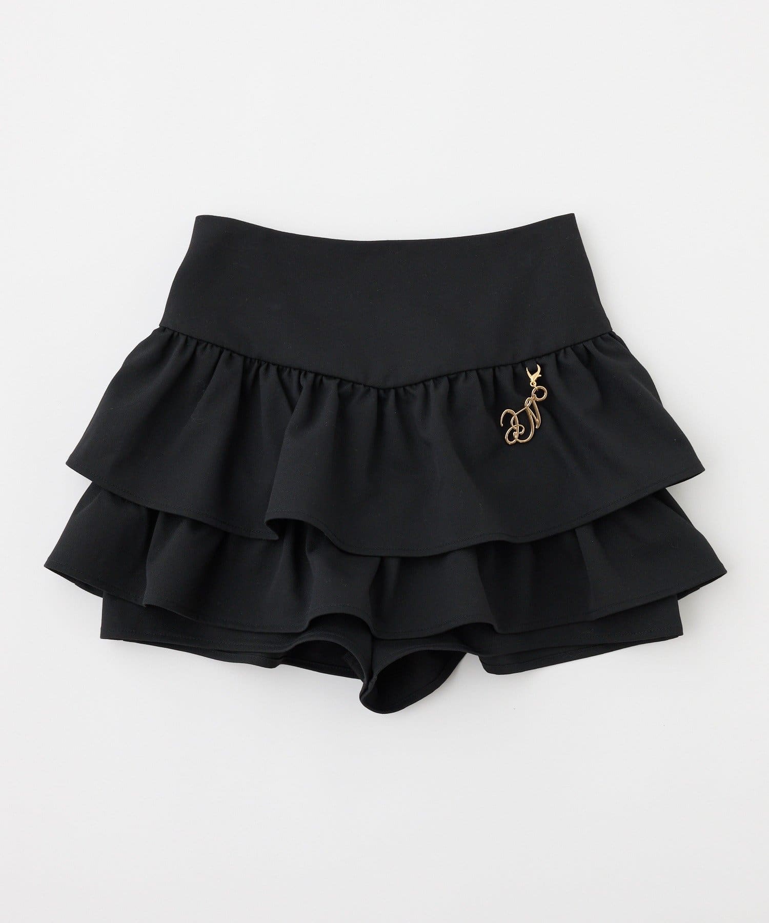 one after another NICE CLAUP(ワンアフターアナザー ナイスクラップ) レディース チャームベルト付きティアードミニスカパン ブラック