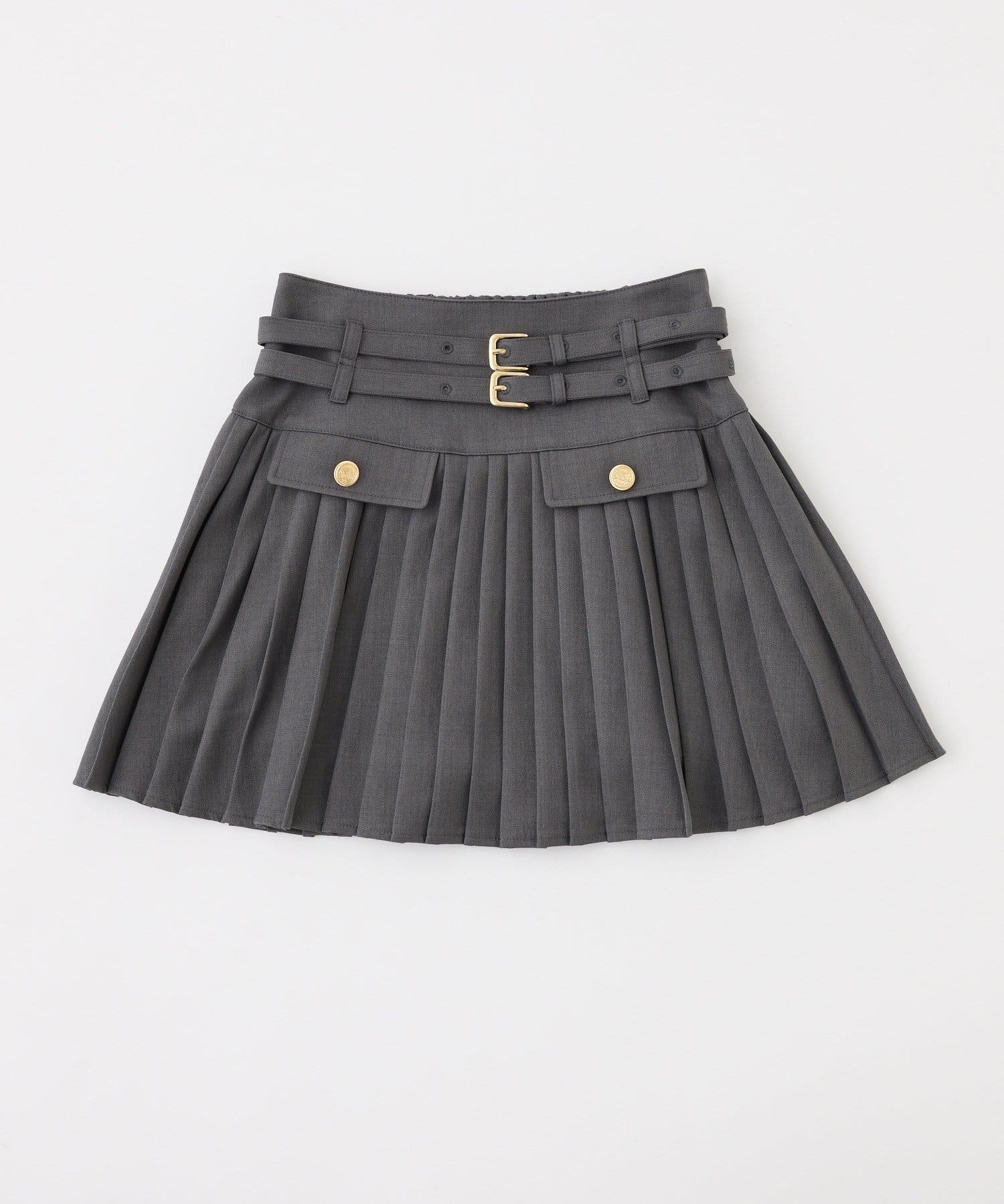 one after another NICE CLAUP(ワンアフターアナザー ナイスクラップ) 【SMサイズ展開あり】ダブルベルト付きプリーツミニスカ－ト