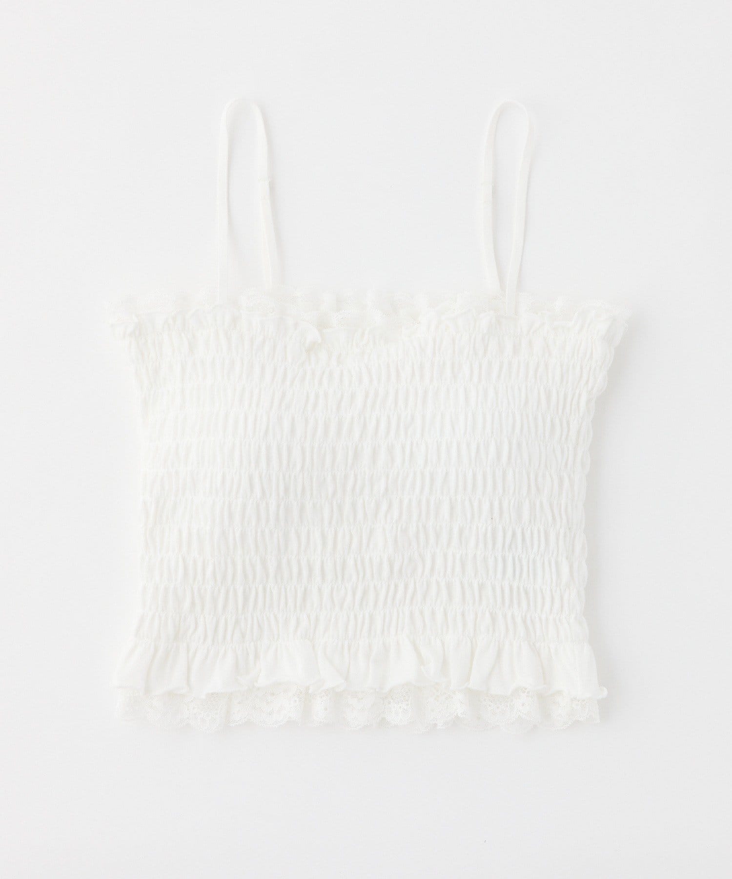 one after another NICE CLAUP(ワンアフターアナザー ナイスクラップ) カップ付きレースシャーリングキャミソール