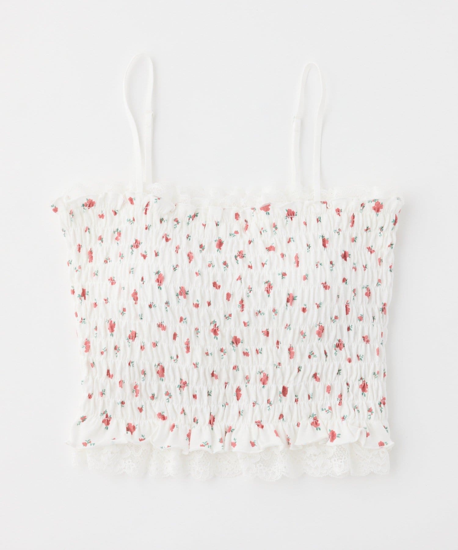 one after another NICE CLAUP(ワンアフターアナザー ナイスクラップ) カップ付きレースシャーリングキャミソール