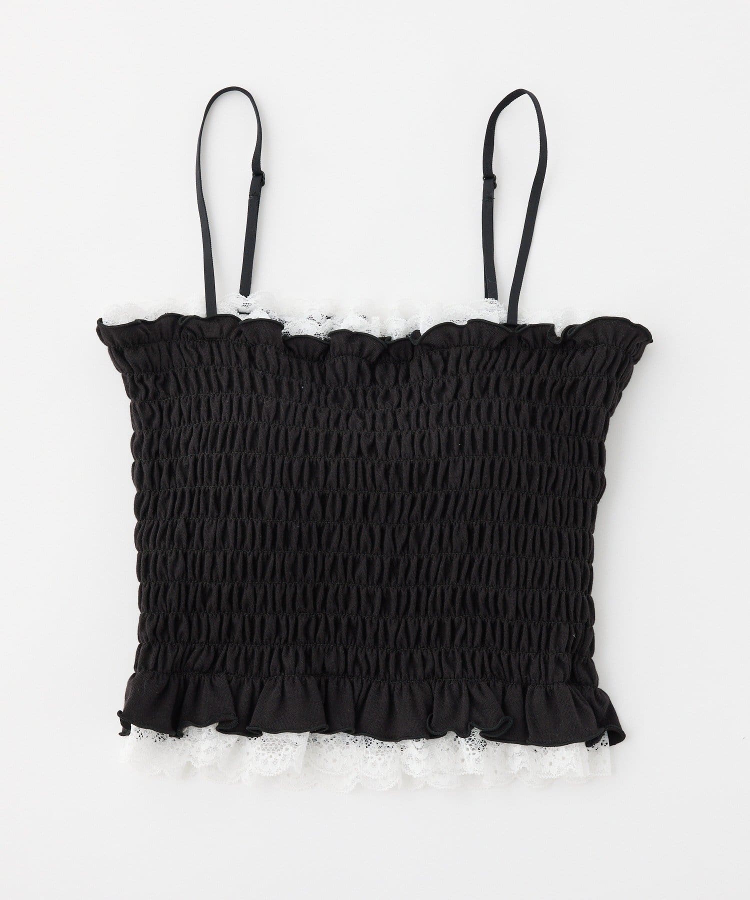 one after another NICE CLAUP(ワンアフターアナザー ナイスクラップ) カップ付きレースシャーリングキャミソール