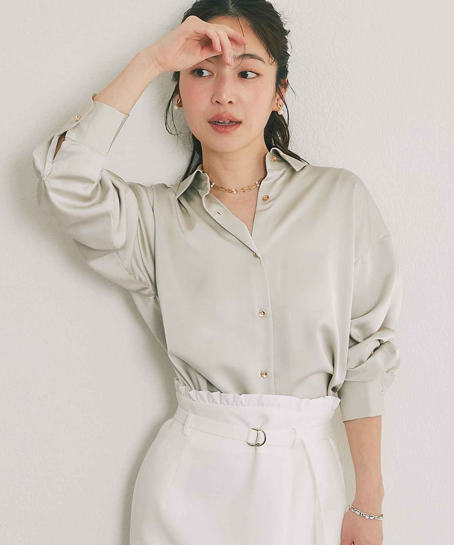 La boutique BonBon(ラブティックボンボン) サテンシャツ