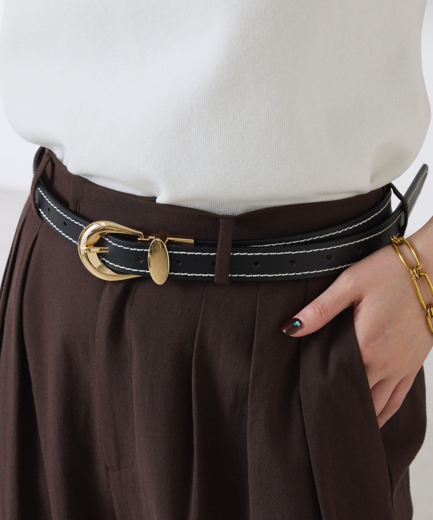 COLLAGE GALLARDAGALANTE(コラージュ ガリャルダガランテ) 【人気デザイン/牛革】リバーシルステッチベルト