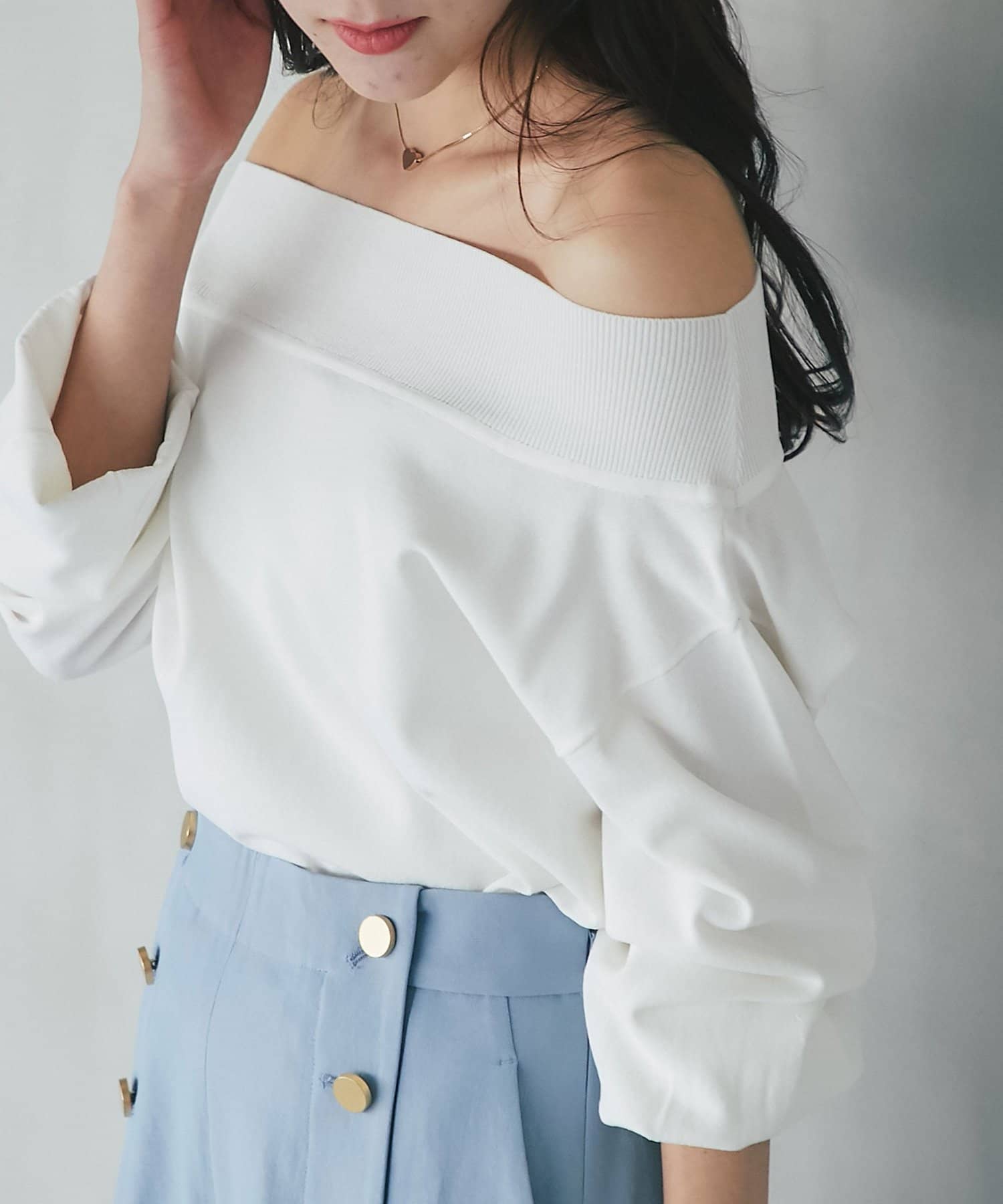 La boutique BonBon(ラブティックボンボン) クールタッチUVすっきりオフショルニット