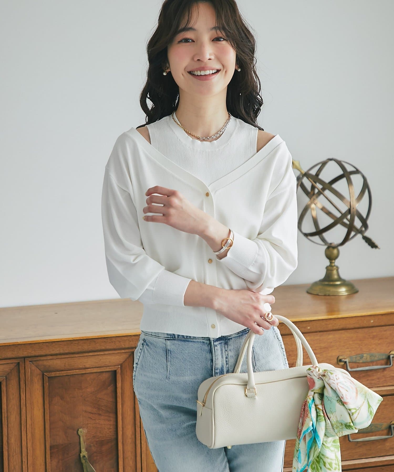 La boutique BonBon(ラブティックボンボン) クールタッチUV重ね着風ニットカーディガン