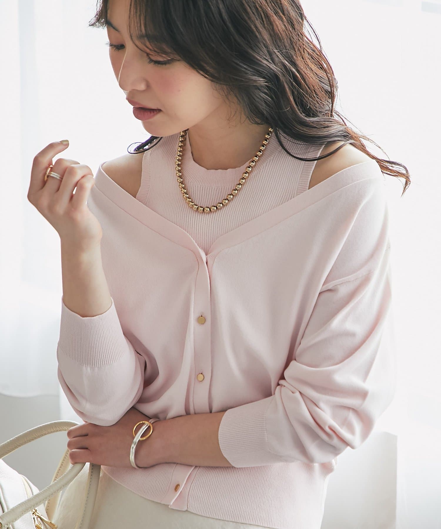 La boutique BonBon(ラブティックボンボン) クールタッチUV重ね着風ニットカーディガン