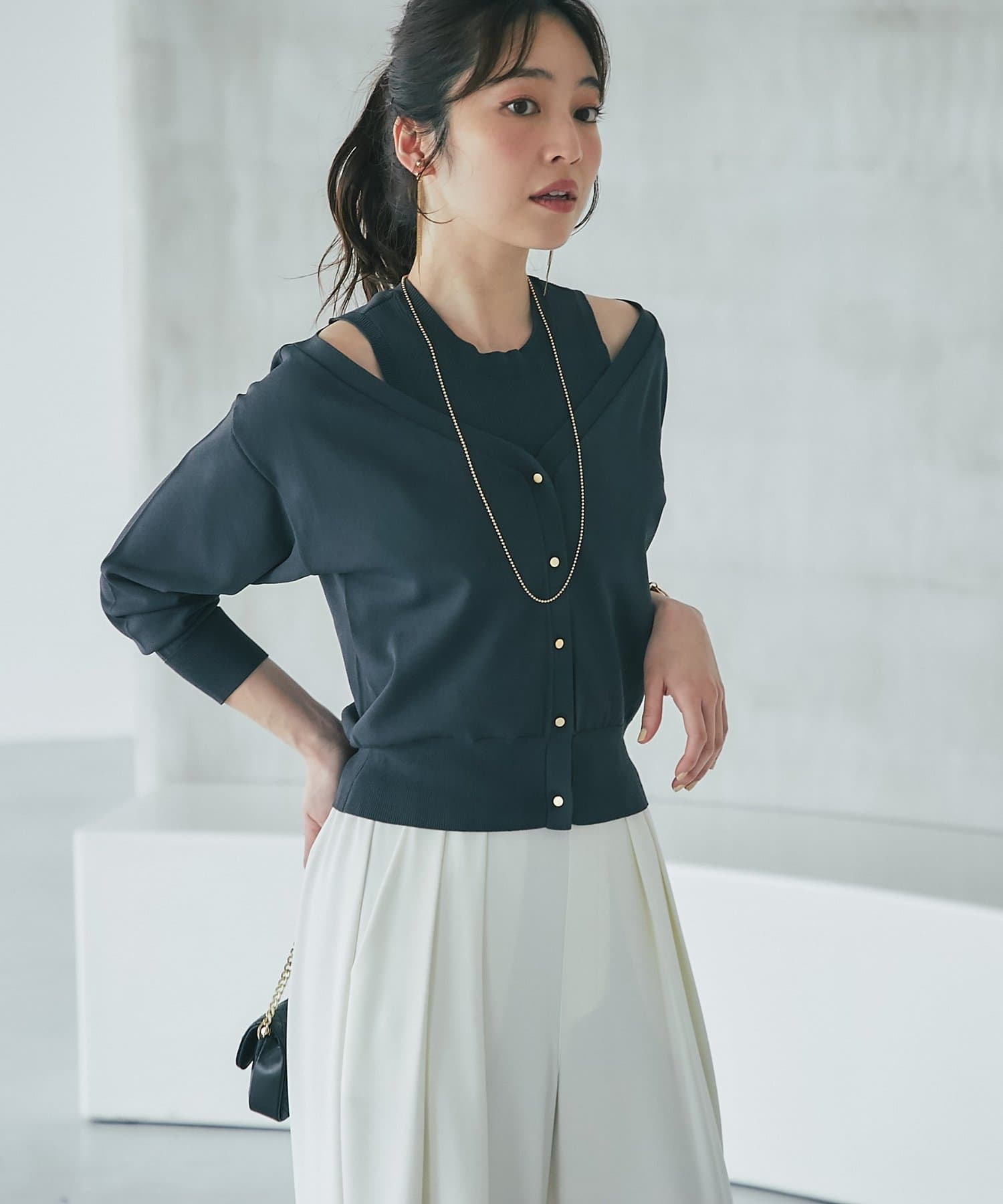 La boutique BonBon(ラブティックボンボン) クールタッチUV重ね着風ニットカーディガン