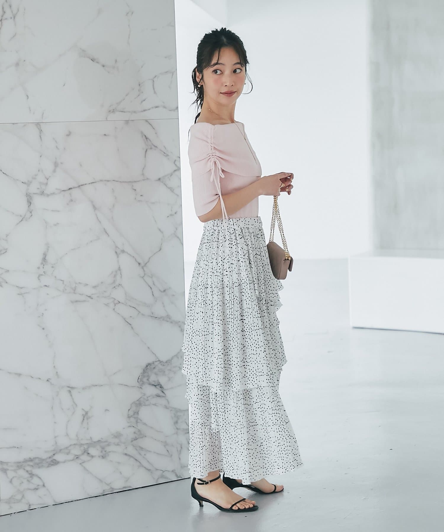 La boutique BonBon(ラブティックボンボン) クールタッチUVオフショルリブニット