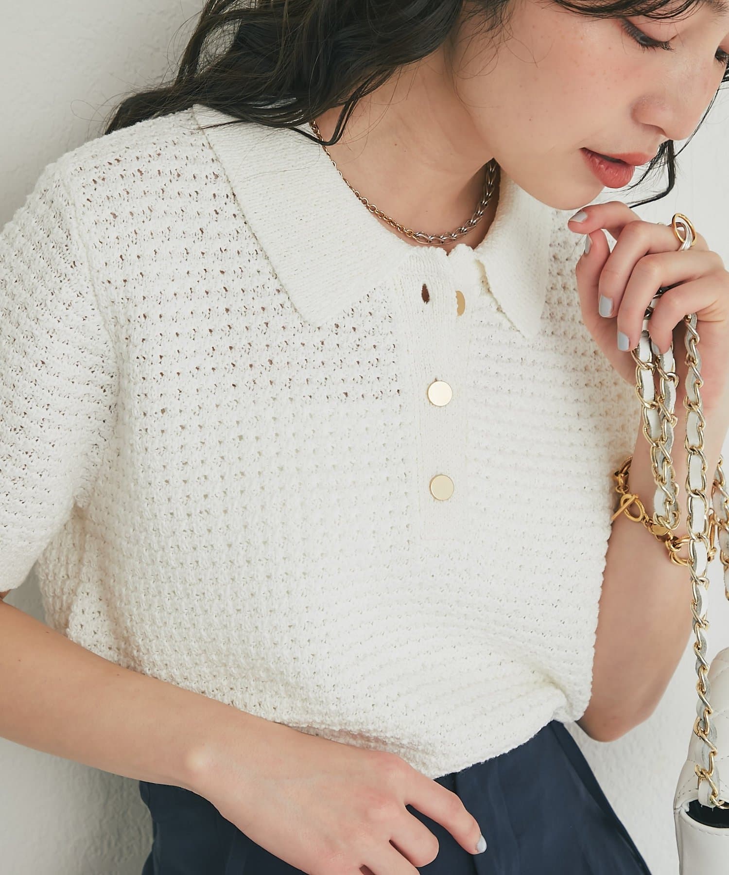 La boutique BonBon(ラブティックボンボン) ペーパーヤーンポロニット