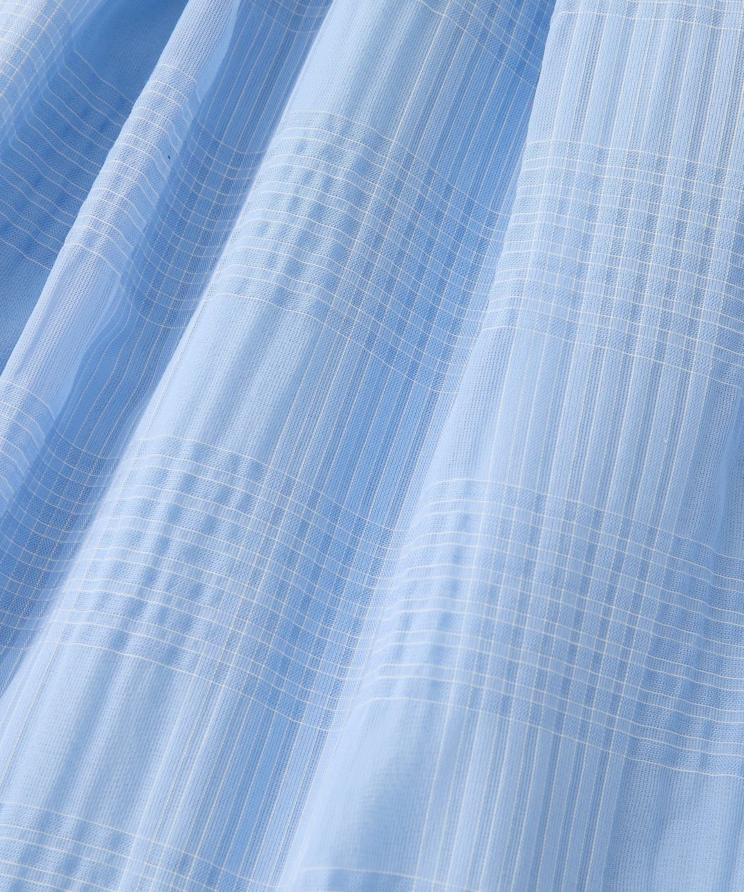 La boutique BonBon(ラブティックボンボン) 【セットアップ可・清涼感・お上品】シアーチェックギャザーロングスカート