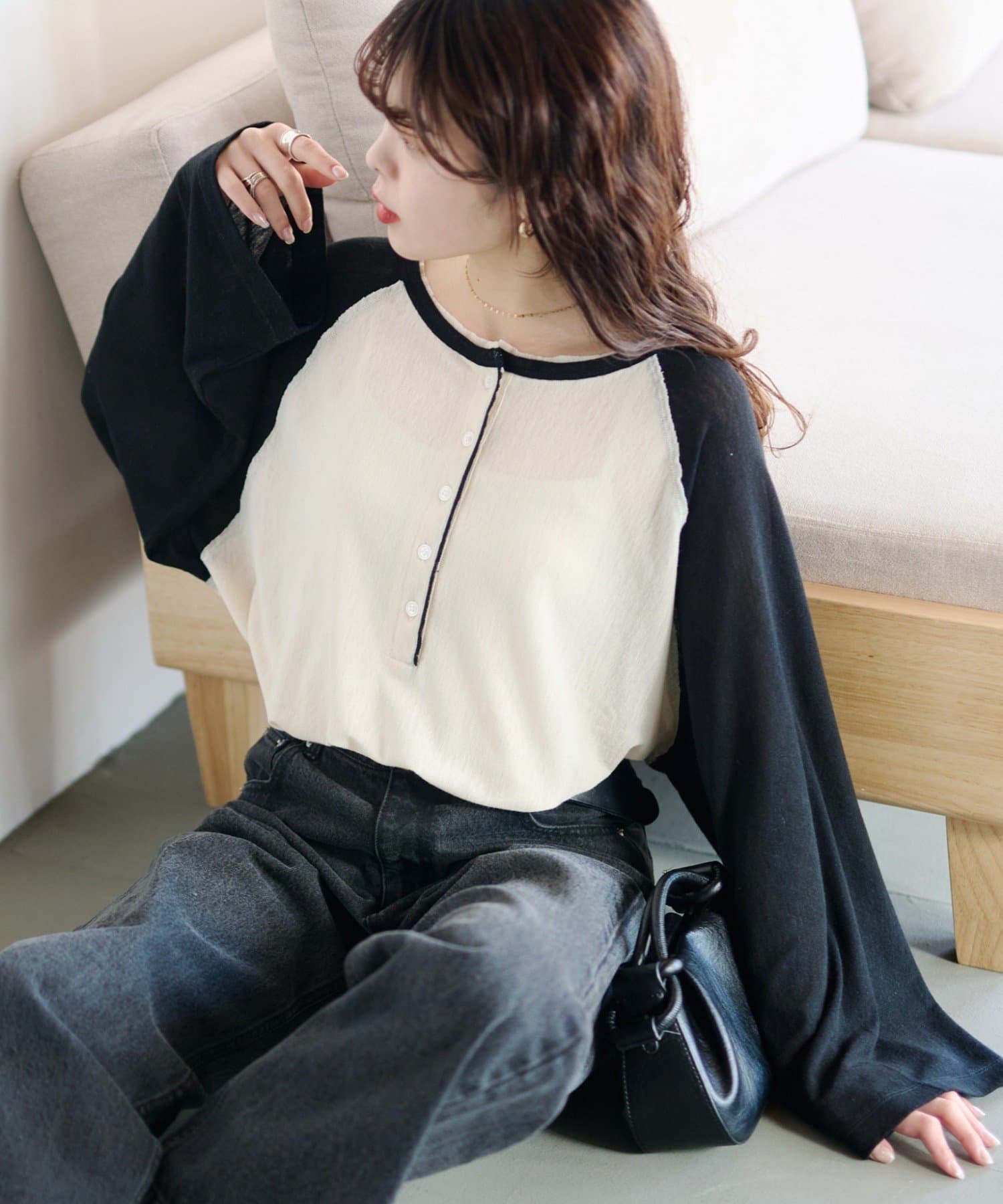 CIAOPANIC TYPY(チャオパニックティピー) 【2WAY】シアーラグランヘンリーネックTee