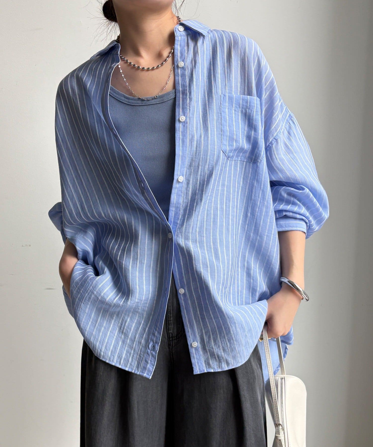 DOUDOU(ドゥドゥ) マルチWAYストライプシャツ