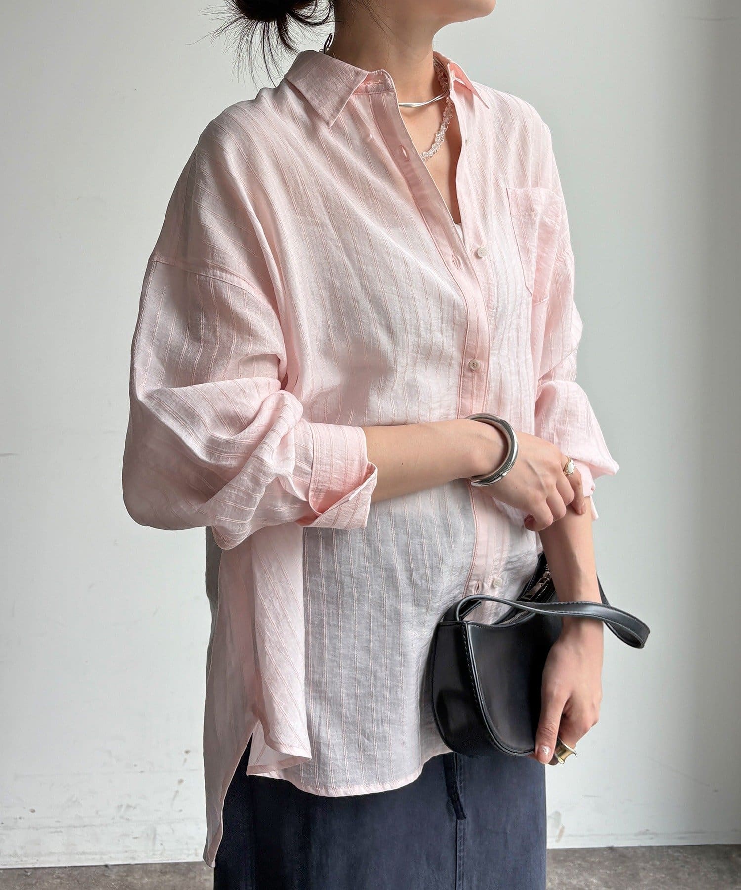 DOUDOU(ドゥドゥ) 【インスタイル見え！】マルチWAYストライプシャツ