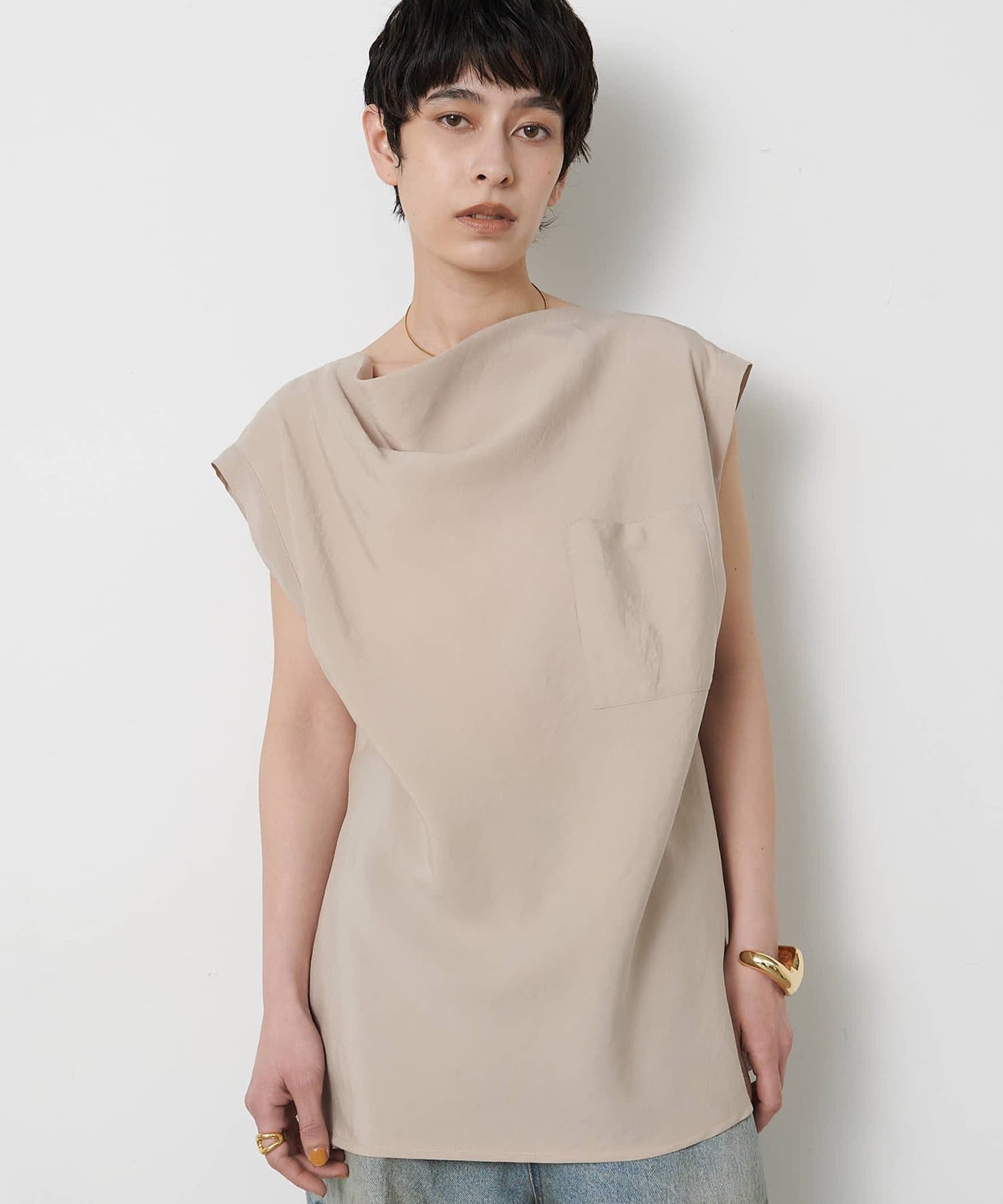 Whim Gazette(ウィム ガゼット) ドレープノースリーブブラウス