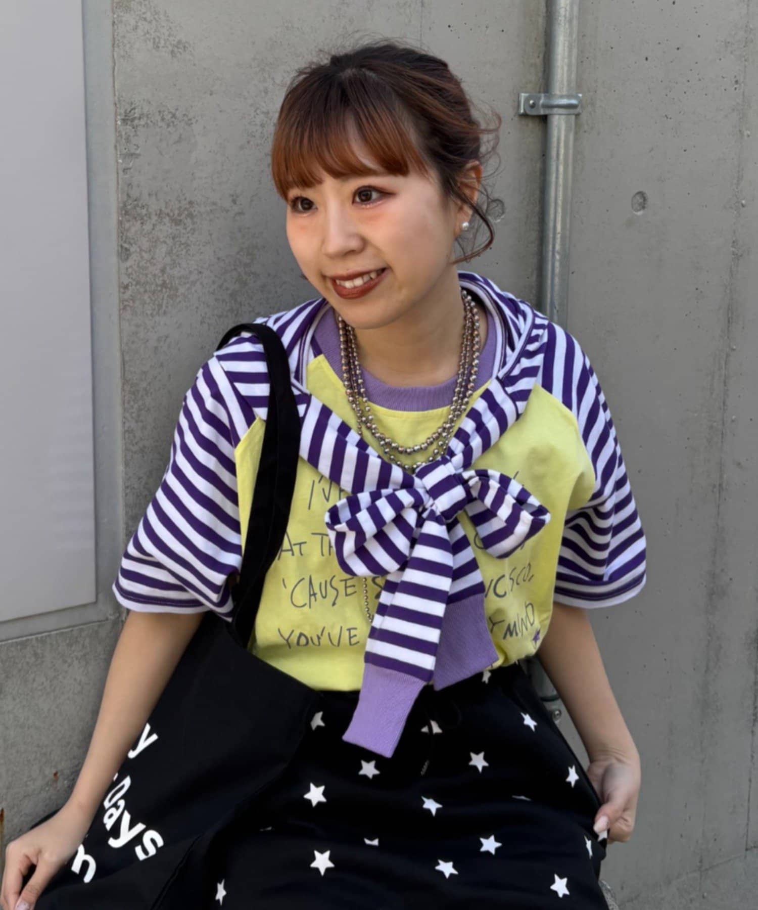 CIAOPANIC TYPY(チャオパニックティピー) 【momoコラボ】【HELLO.SANFRANCISCO/ハローサンフランシスコ】フードリボン付きラグランTee