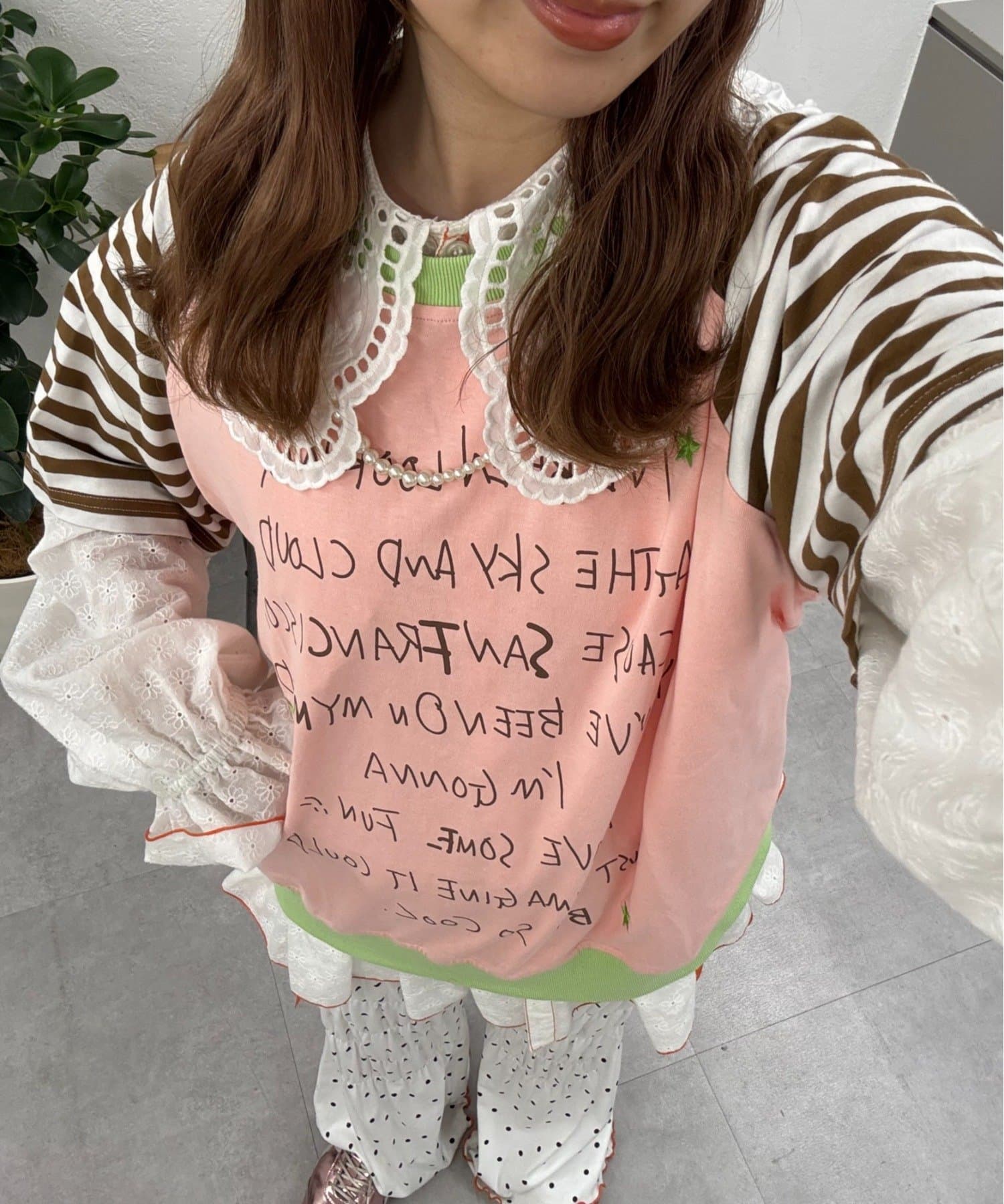 CIAOPANIC TYPY(チャオパニックティピー) 【momoコラボ】【HELLO.SANFRANCISCO/ハローサンフランシスコ】フードリボン付きラグランTee