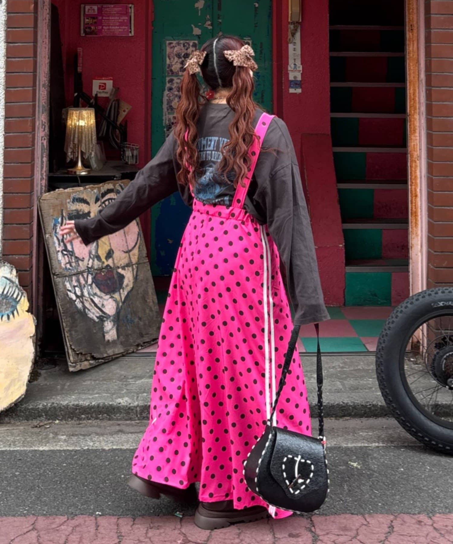 CIAOPANIC TYPY(チャオパニックティピー) 【himaコラボ】【HELLO.SANFRANCISCO/ハローサンフランシスコ】ドット柄サイドラインジャンパースカート