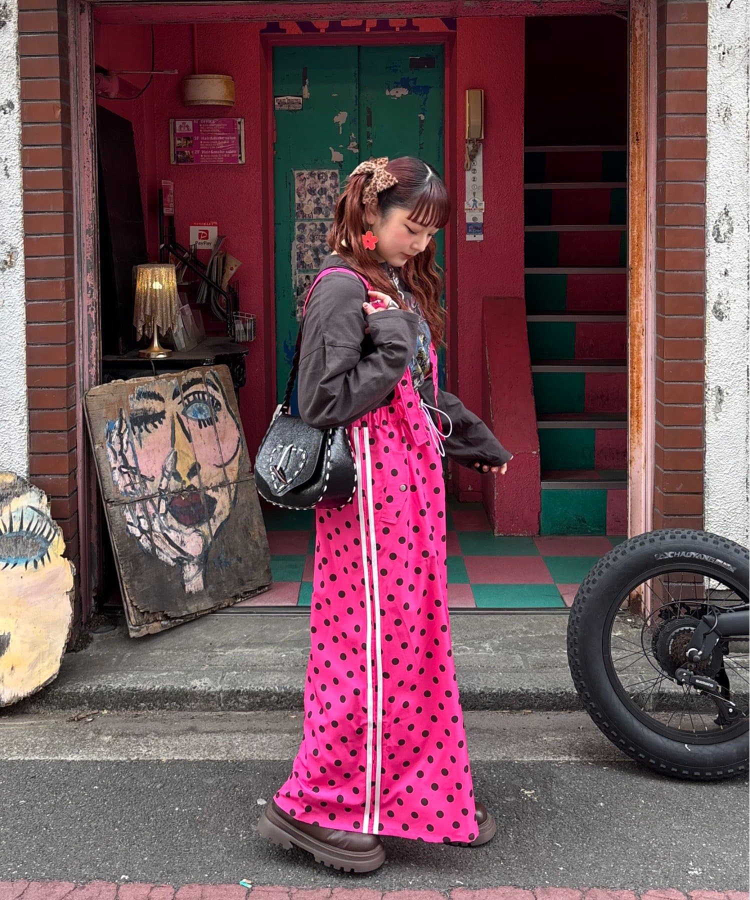 CIAOPANIC TYPY(チャオパニックティピー) 【himaコラボ】【HELLO.SANFRANCISCO/ハローサンフランシスコ】ドット柄サイドラインジャンパースカート