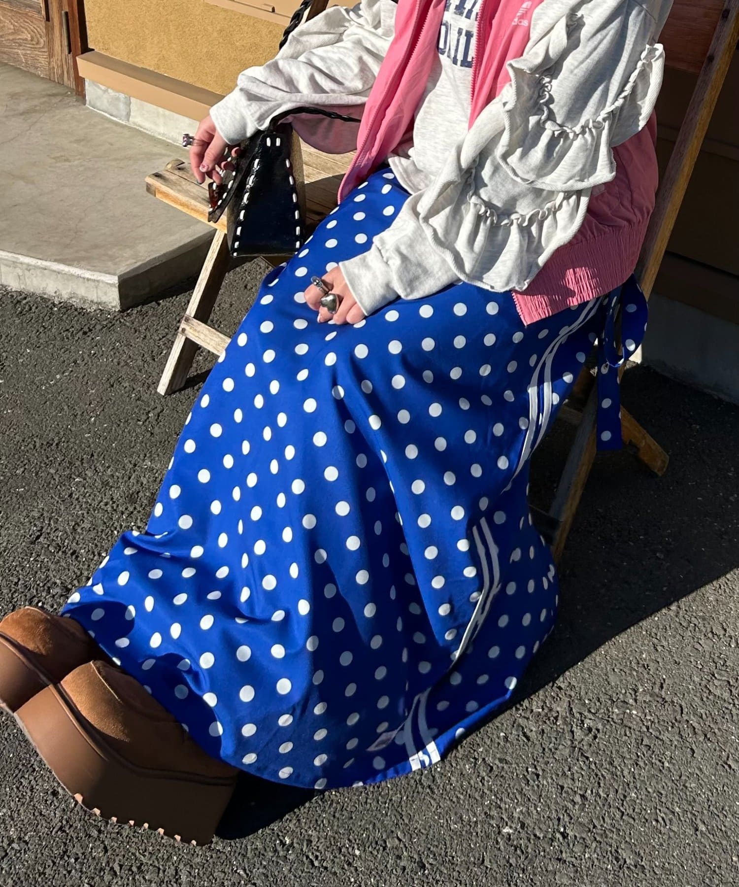 CIAOPANIC TYPY(チャオパニックティピー) 【himaコラボ】【HELLO.SANFRANCISCO/ハローサンフランシスコ】ドット柄サイドラインジャンパースカート