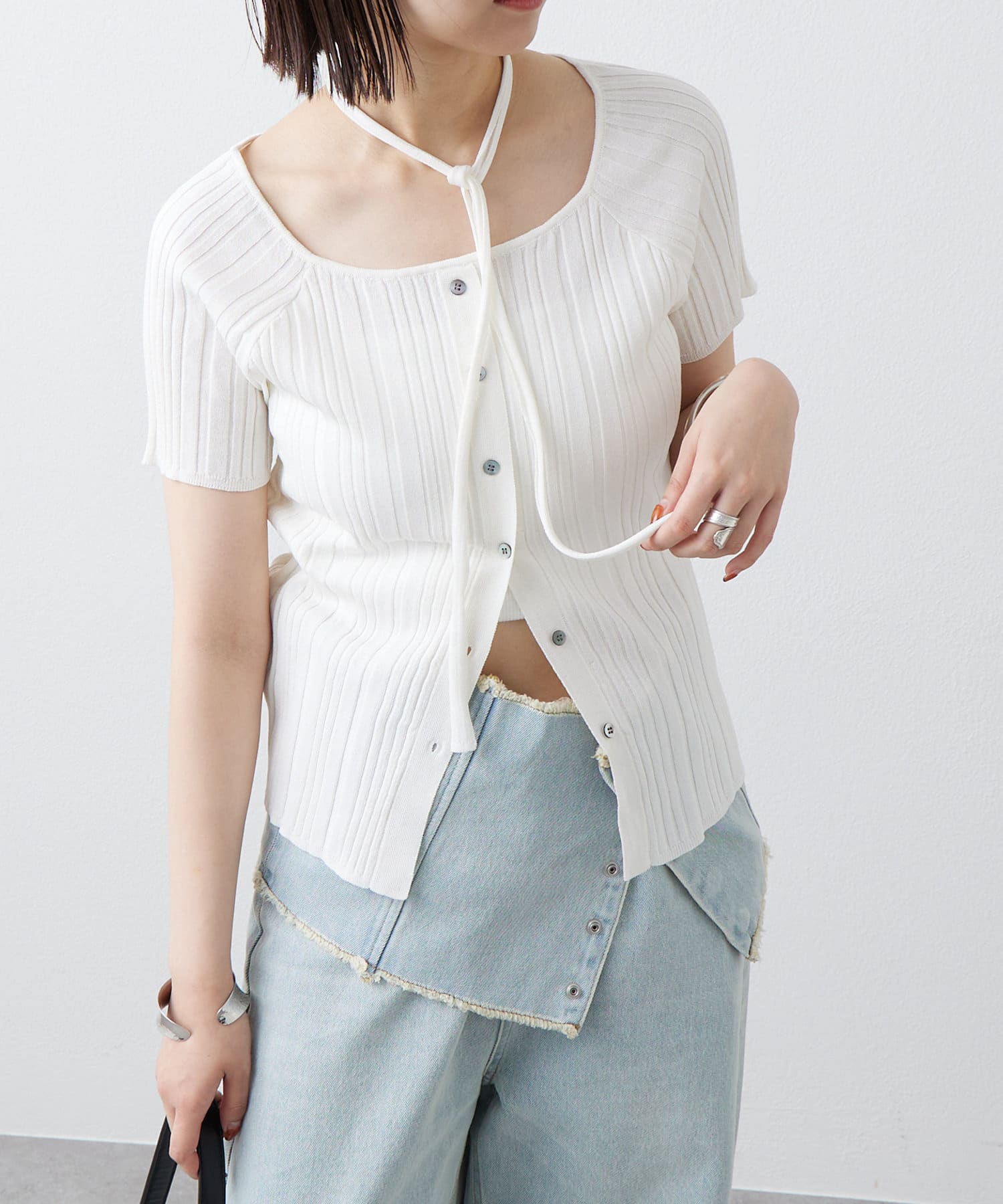 OUTLET(アウトレット) 【mystic】チョーカーリブニット