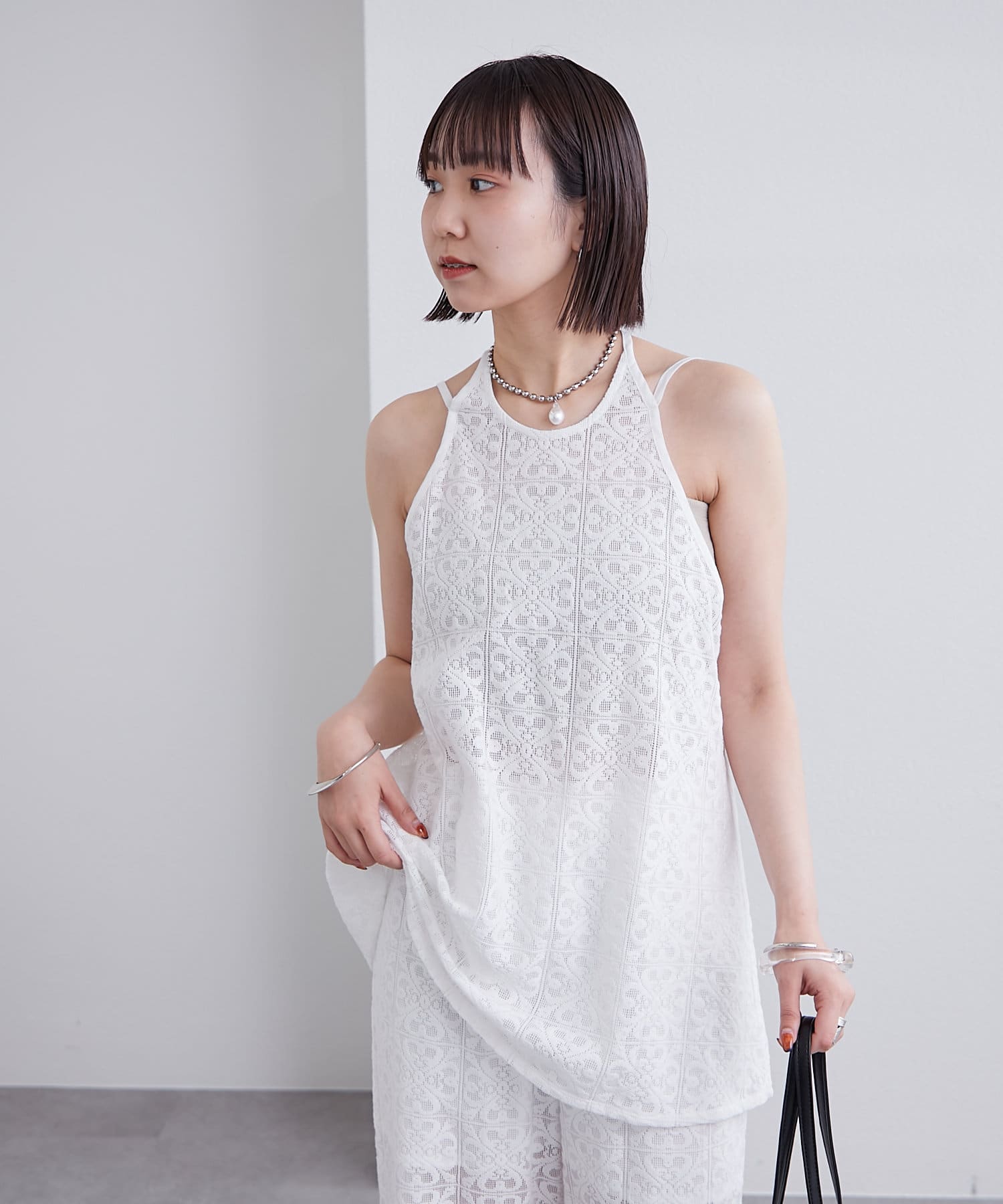 OUTLET(アウトレット) 【mystic】ホルターレースキャミチュニック