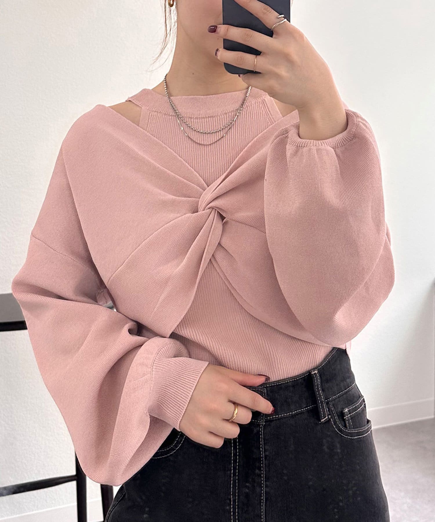 OUTLET(アウトレット) 【mystic】クロスニットSET