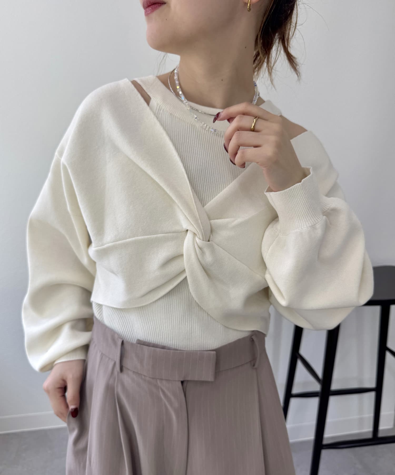 OUTLET(アウトレット) 【mystic】クロスニットSET