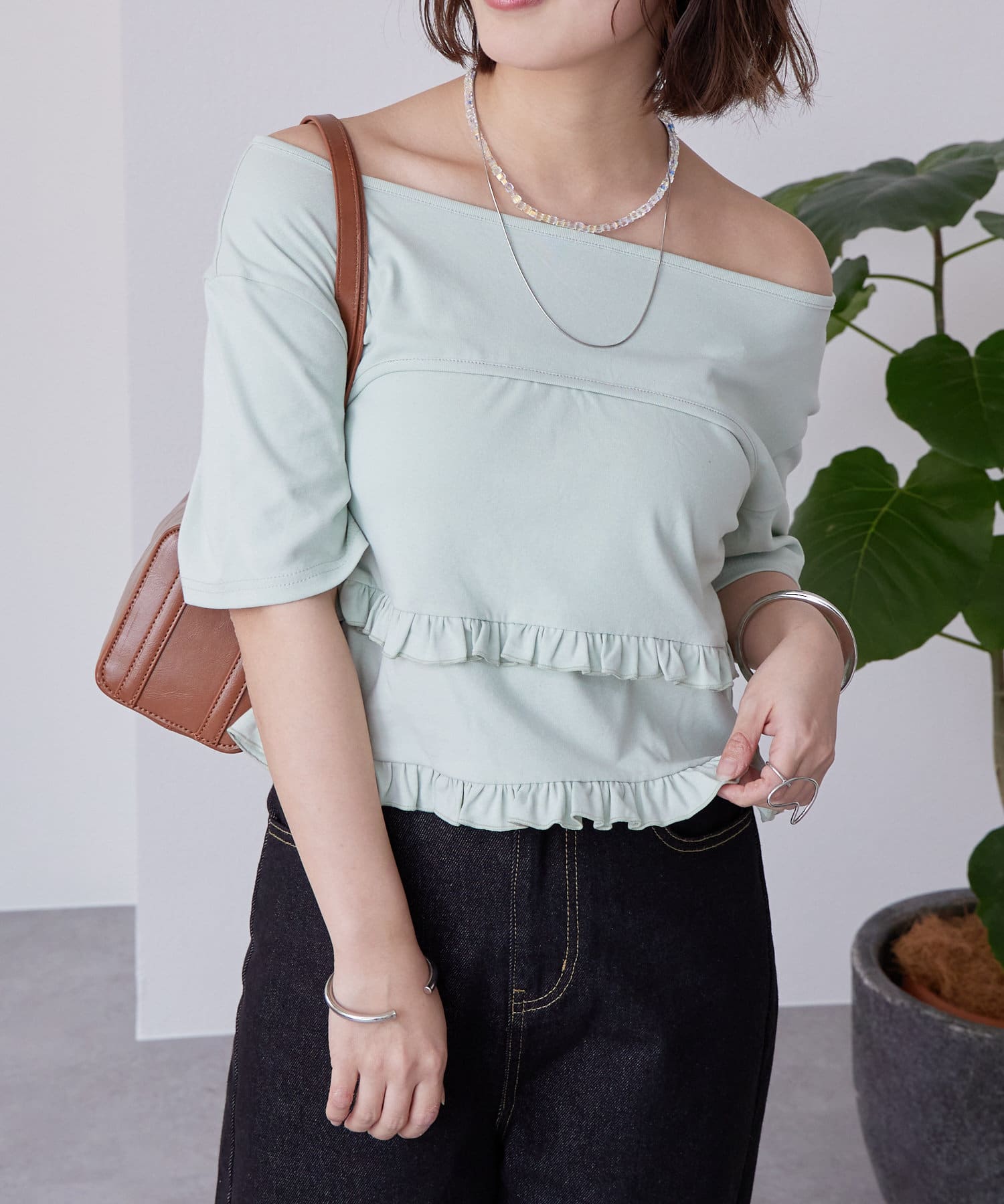 OUTLET(アウトレット) 【mystic】レイヤードフリルTシャツ