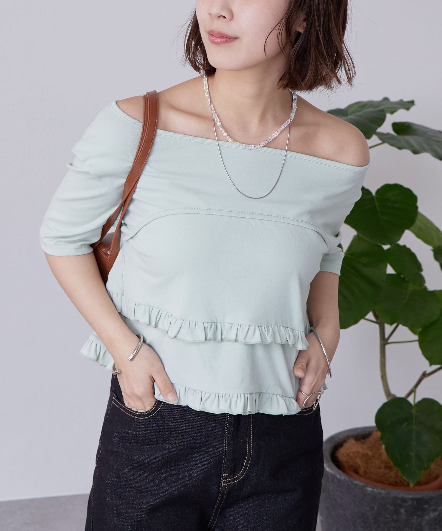 OUTLET(アウトレット) 【mystic】レイヤードフリルTシャツ