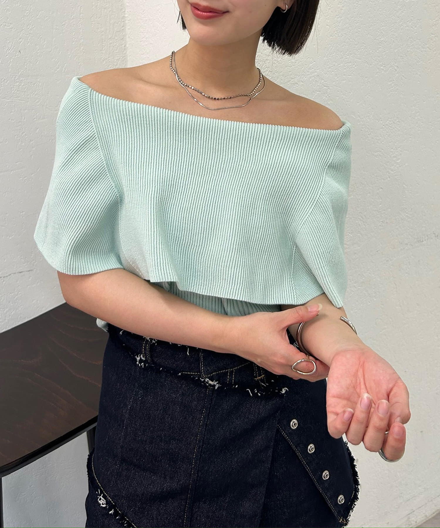 OUTLET(アウトレット) 【mystic】ケープ襟ニット