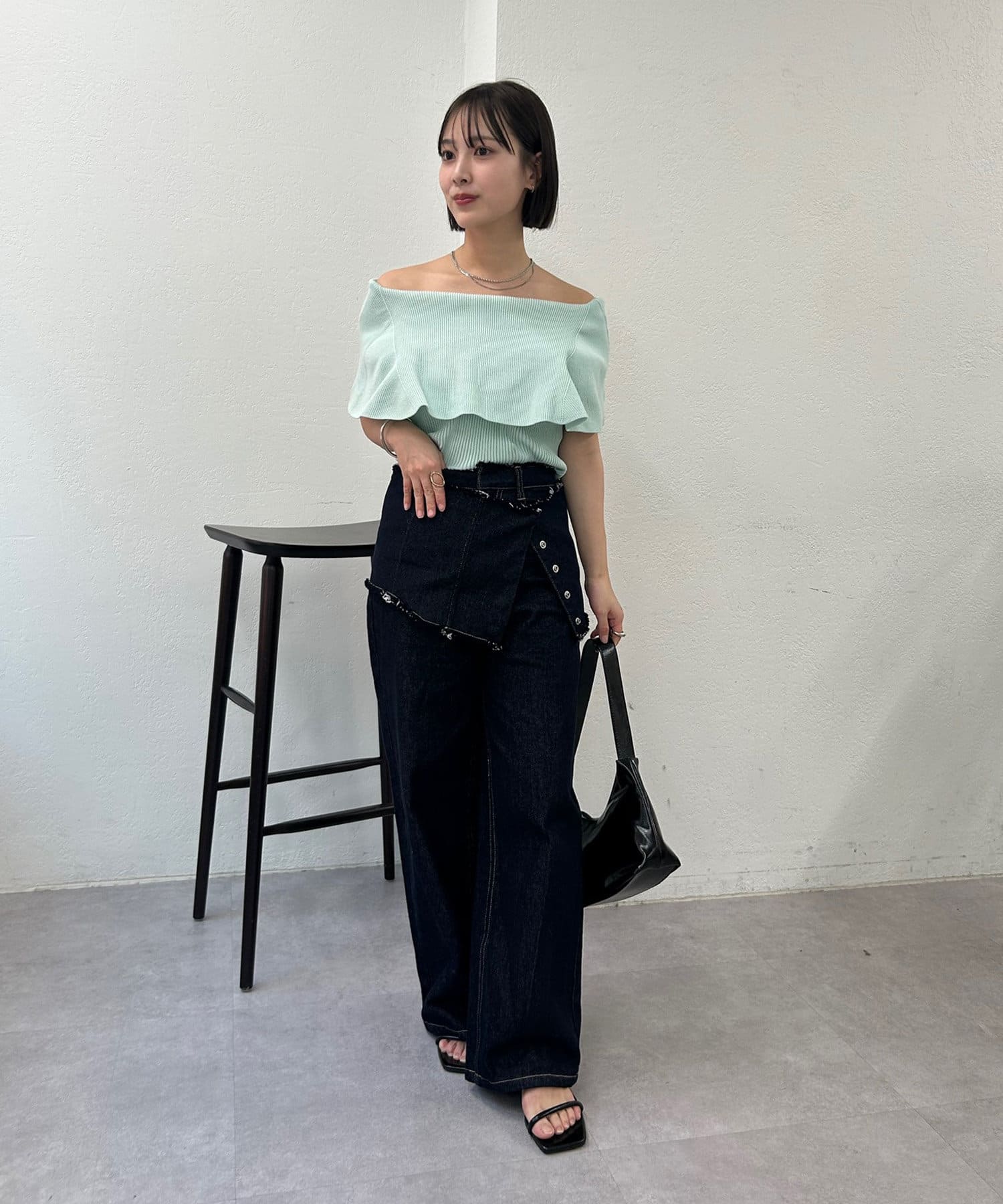 OUTLET(アウトレット) 【mystic】ケープ襟ニット