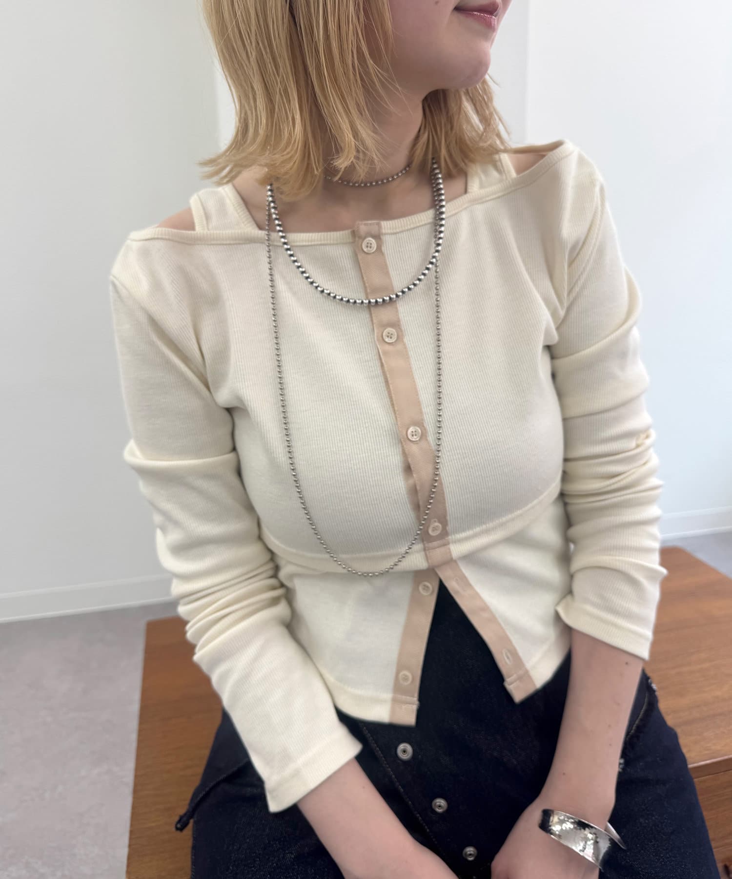 OUTLET(アウトレット) 【mystic】配色テープリブT