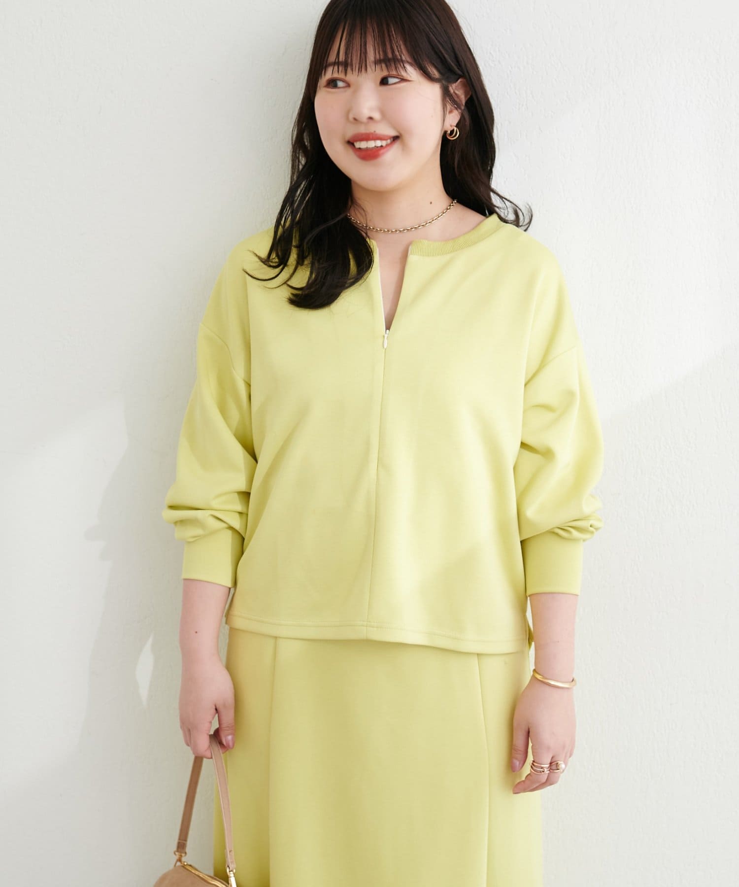 natural couture(ナチュラルクチュール) 〈ako〉ハーフジップ付きダンボールプルオーバー