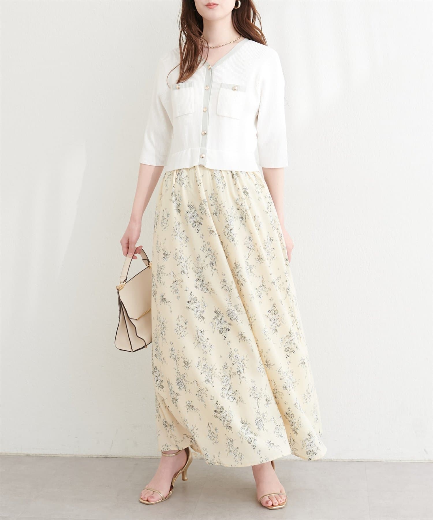 natural couture(ナチュラルクチュール) 〈canami〉配色ニットドッキングワンピース