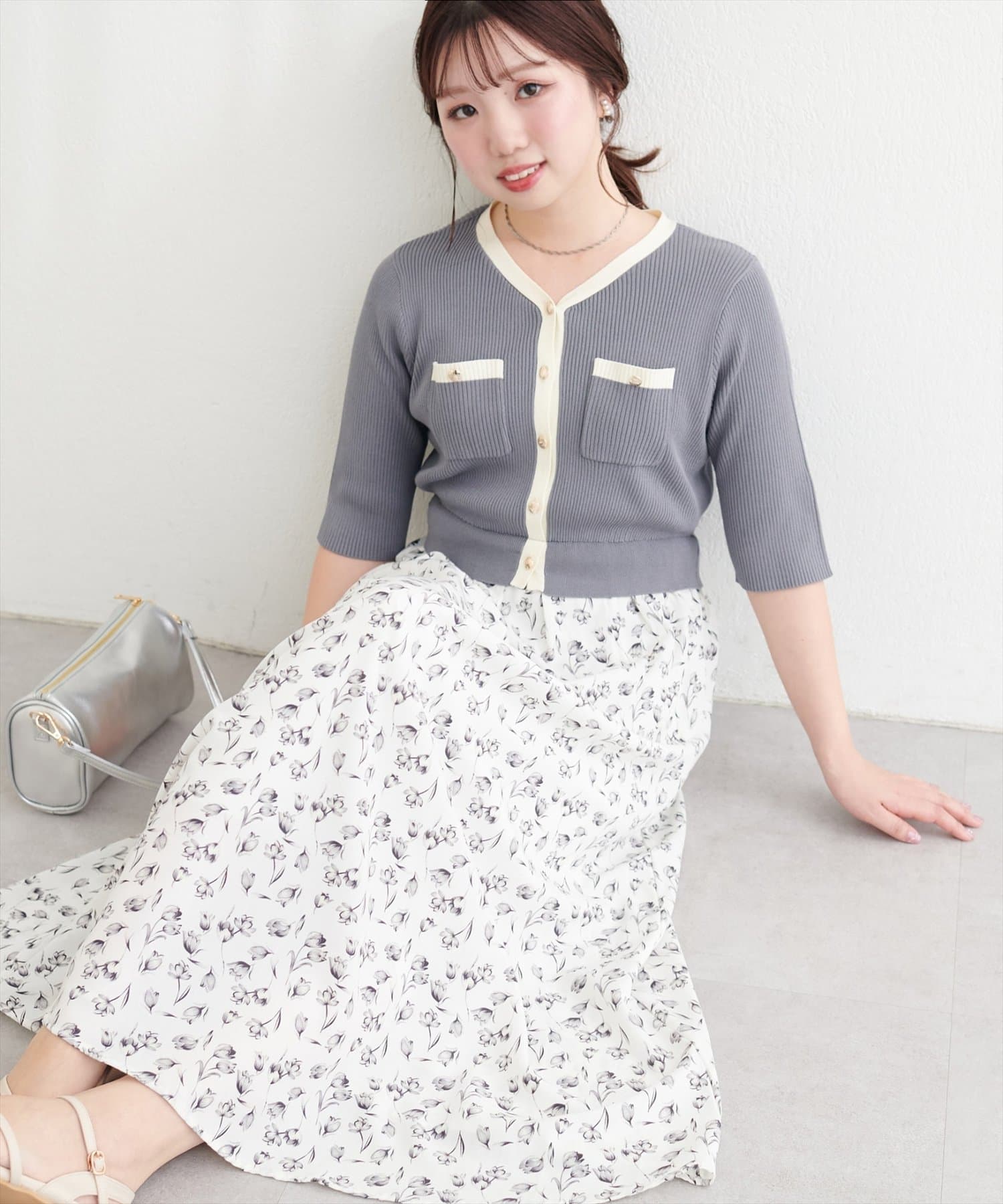 natural couture(ナチュラルクチュール) 〈canami〉配色ニットドッキングワンピース