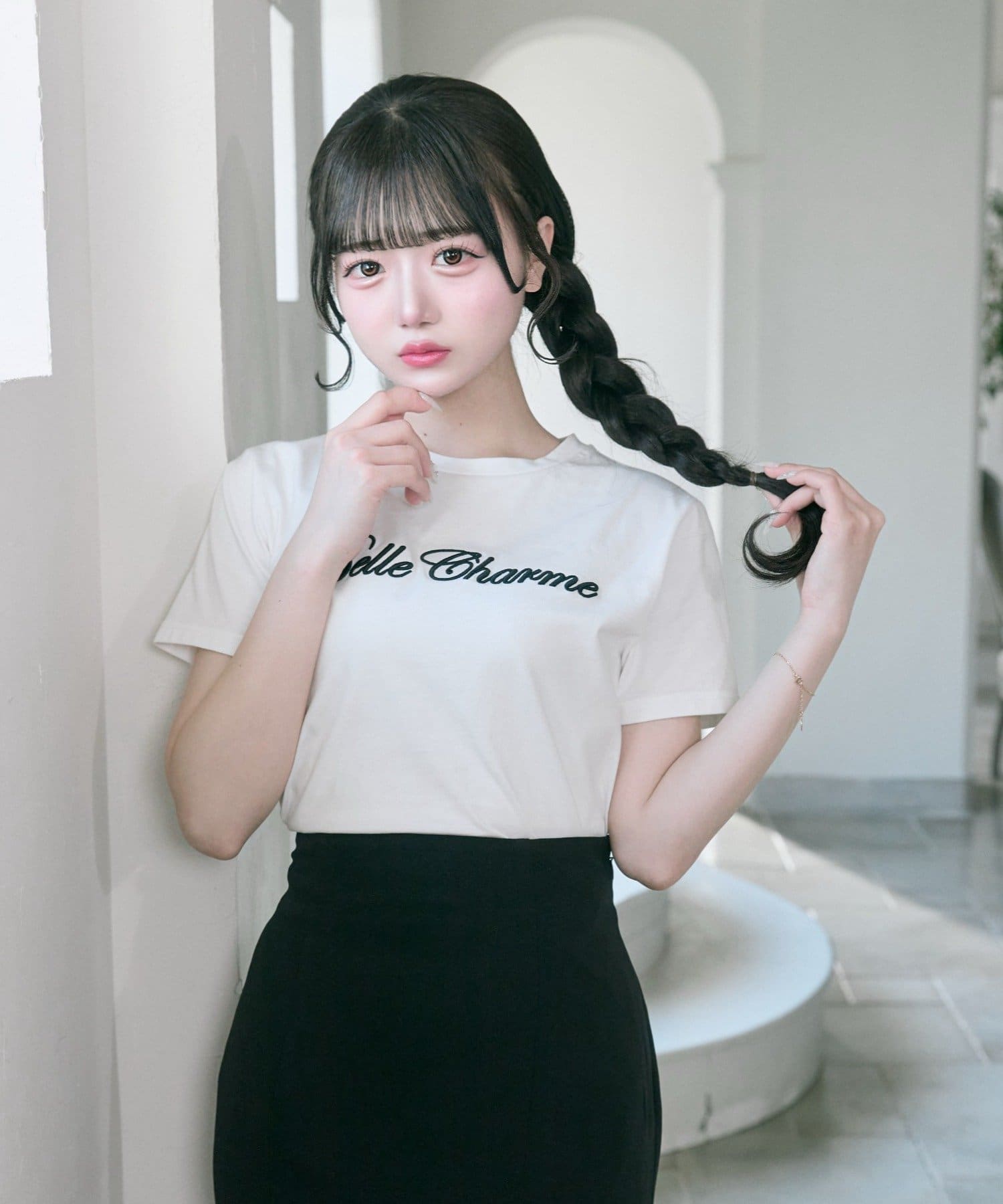 Belle Charme(ベルシャルム) Belle Charme Embroidery tee