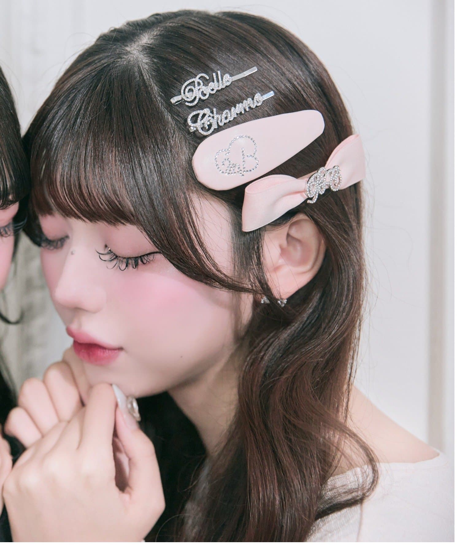 Belle Charme(ベルシャルム) Ribbon Barrette＆ Gloitter Pin Set