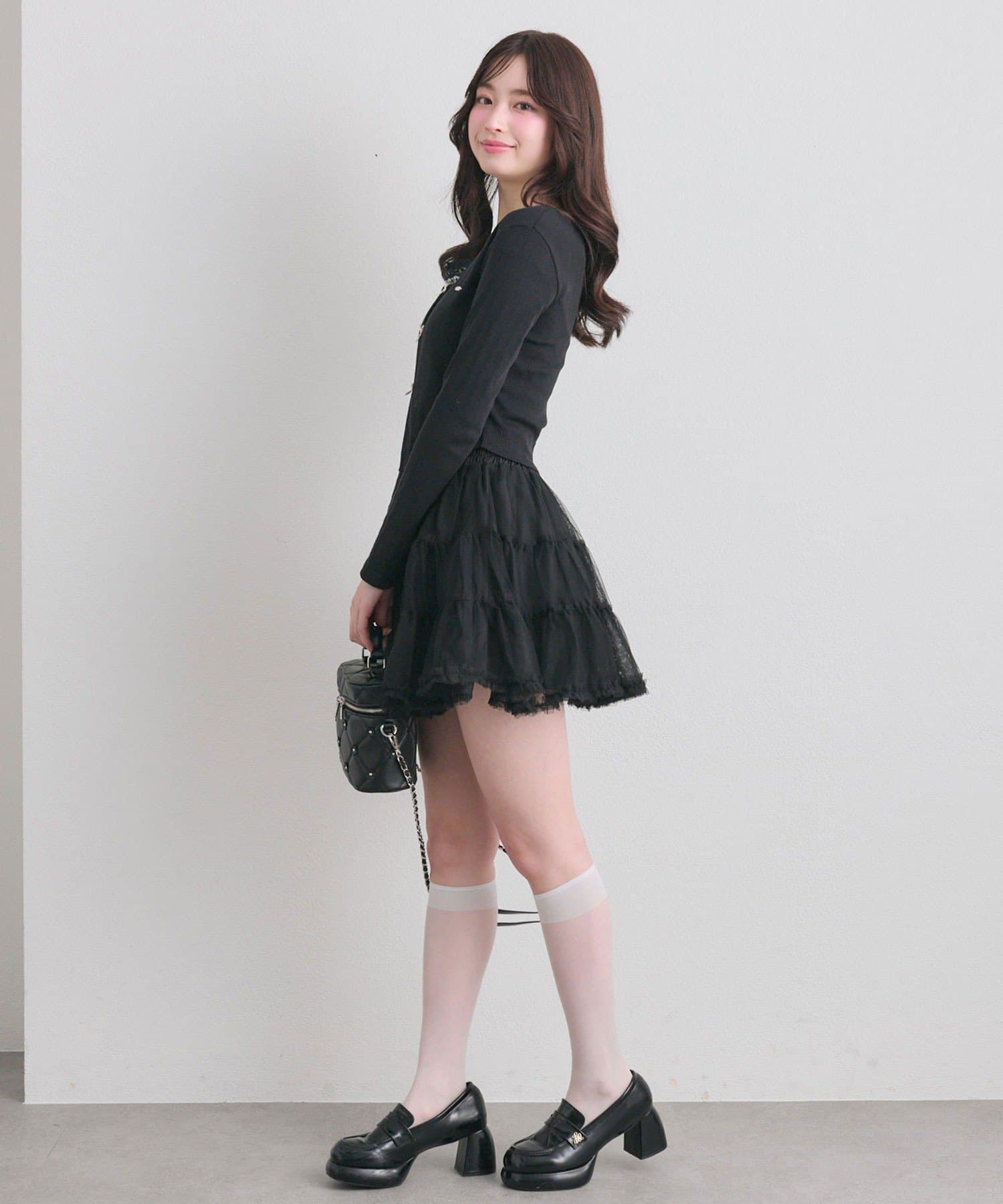 OLIVE des OLIVE(オリーブ デ オリーブ) チュールティアードミニスカート